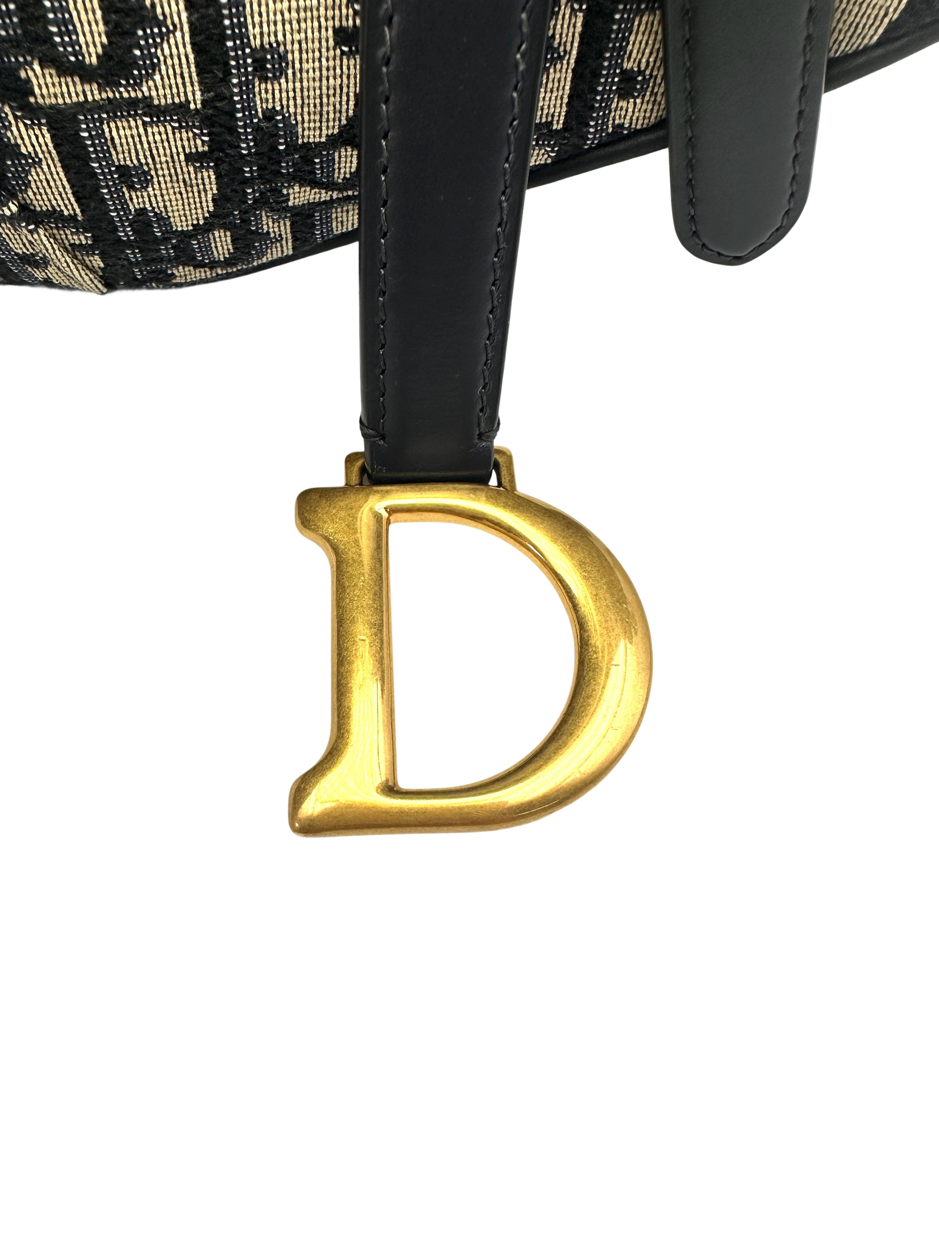 Christian Dior Oblique Blue Jacquard Small Size Saddle Bag DR541