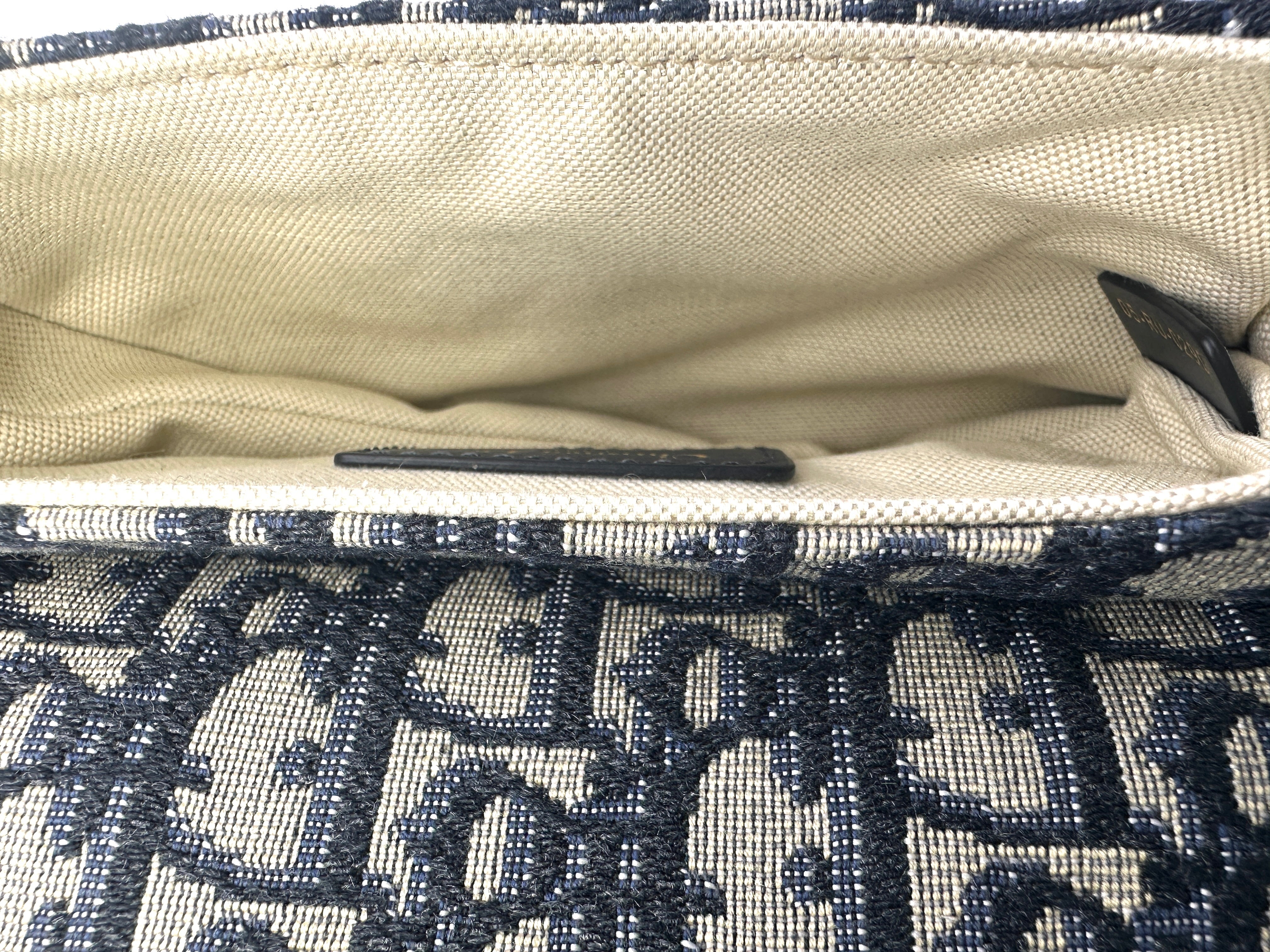 Christian Dior Oblique Blue Jacquard Small Size Saddle Bag DR541