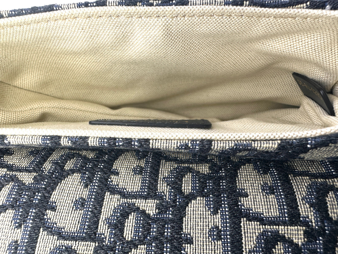 Christian Dior Oblique Blue Jacquard Small Size Saddle Bag DR541