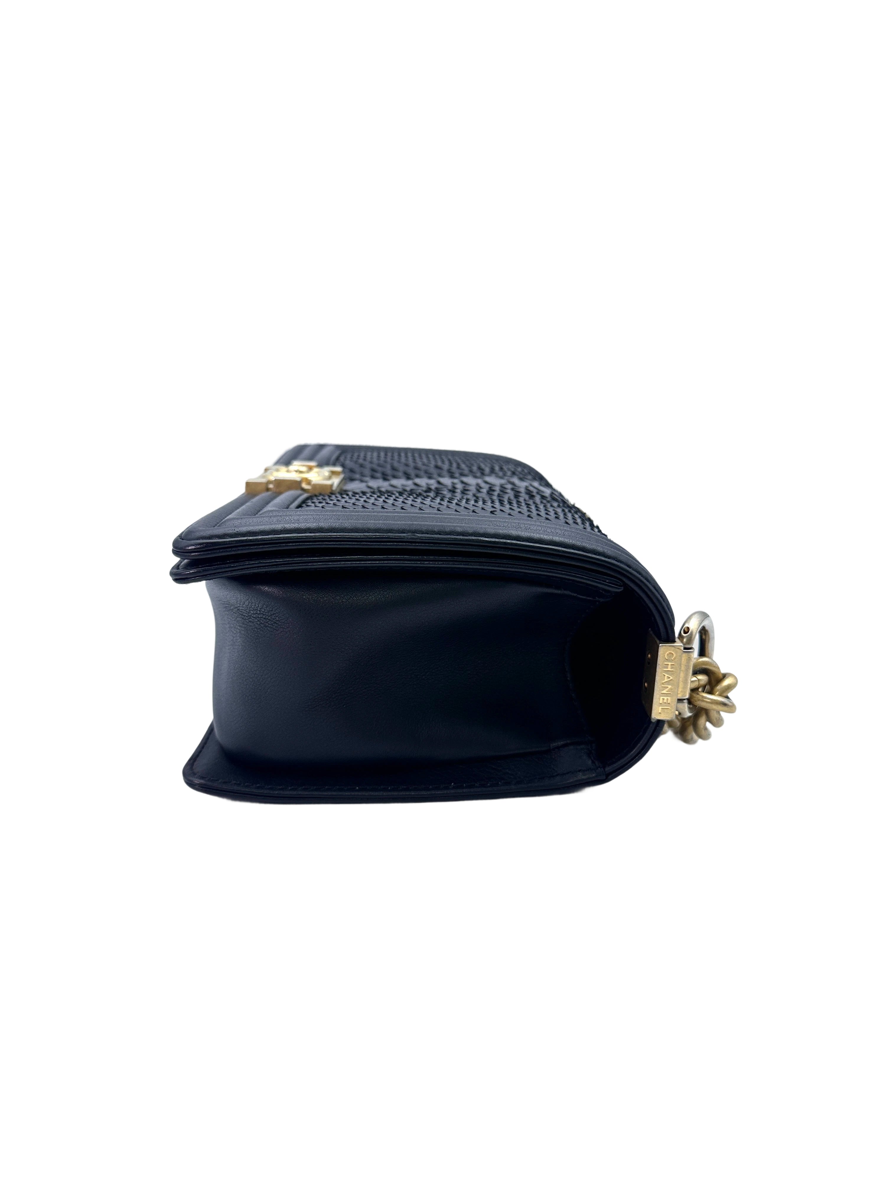 Chanel Limited Edition LeBoy Black Python Leather Flap Bag With Gold Buckle(26***72) CC1483
