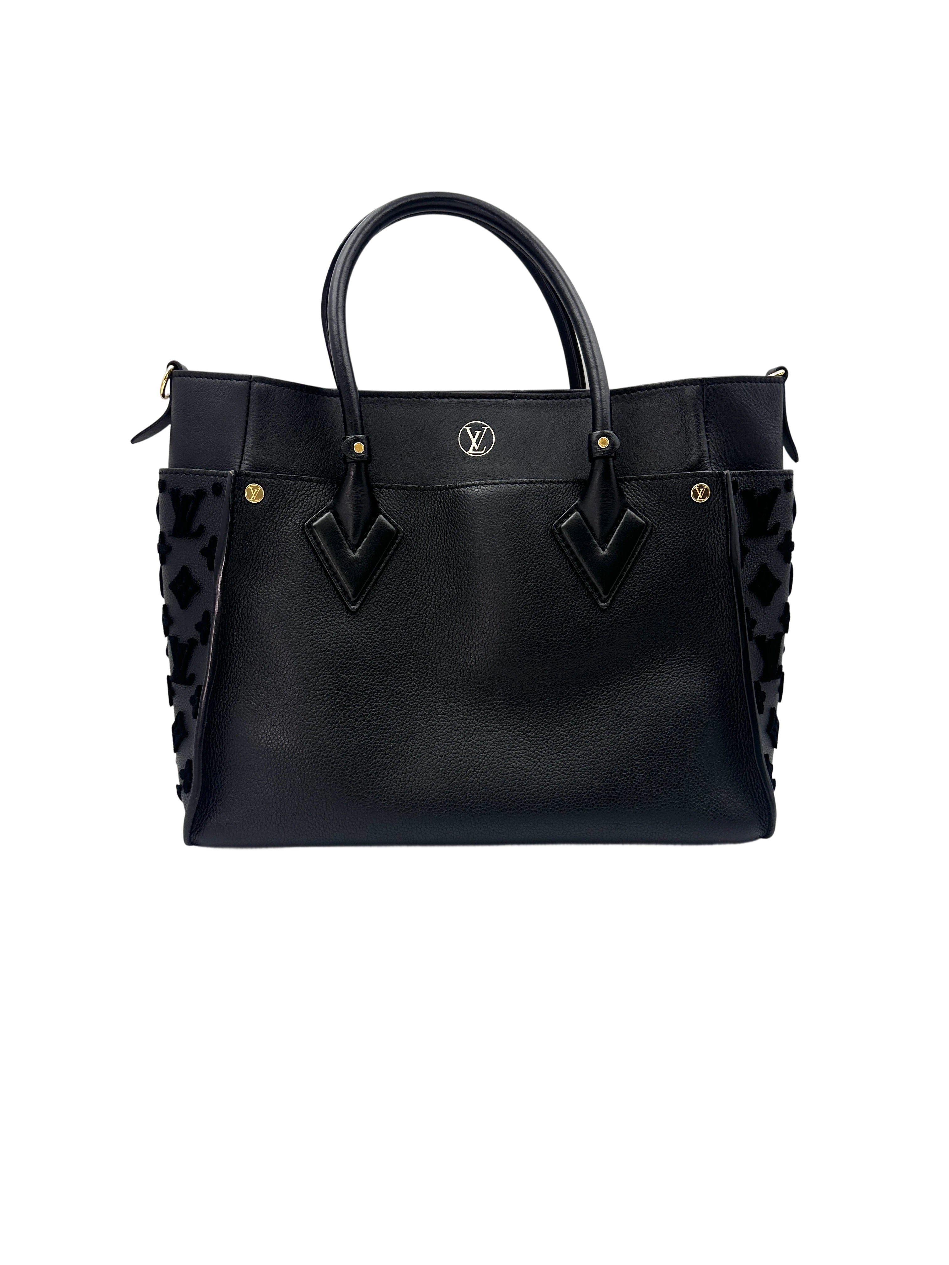 Louis Vuitton On My Side MM Black Leather Tote Handle Bag LV2057