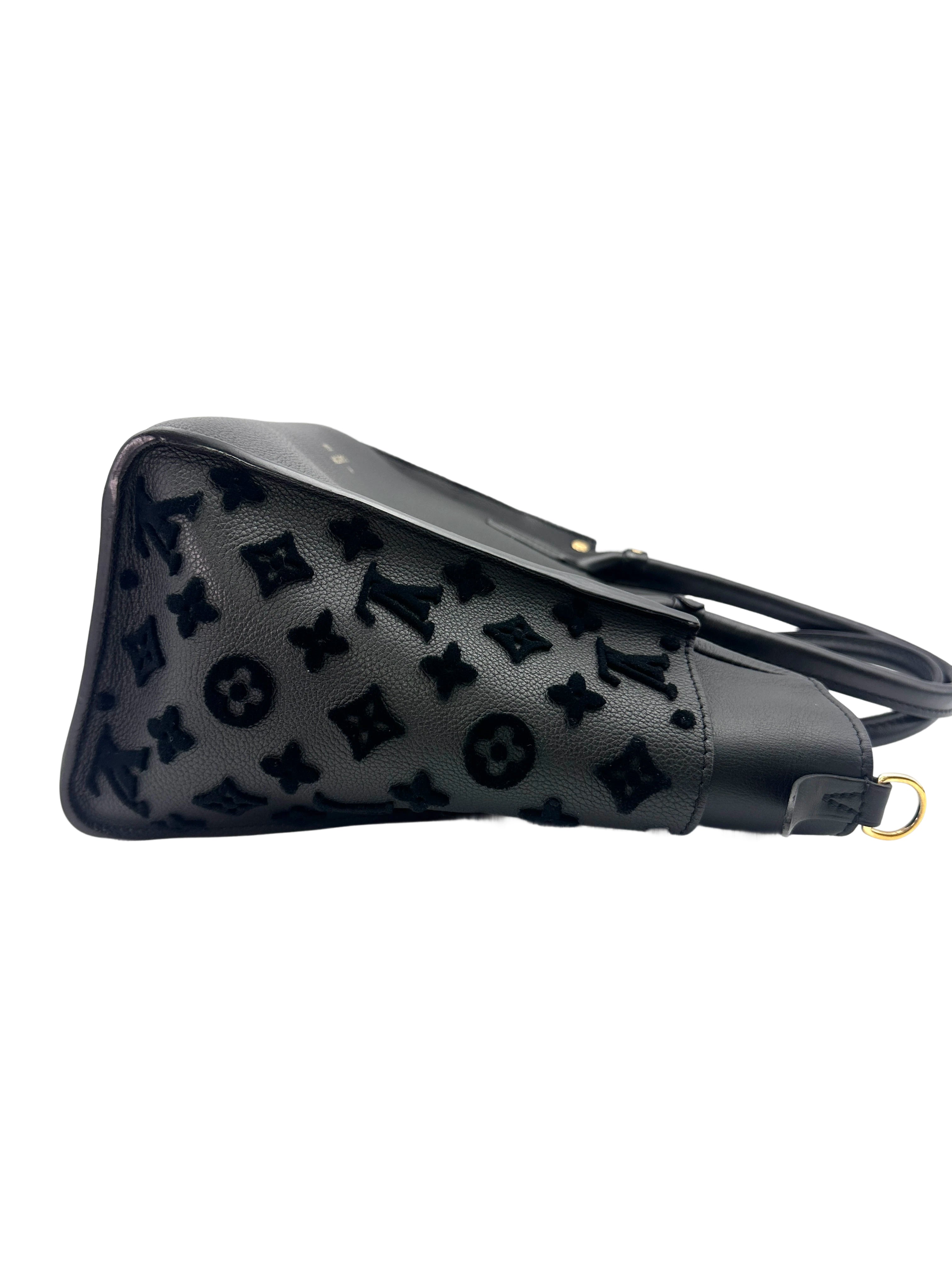 Louis Vuitton On My Side MM Black Leather Tote Handle Bag LV2057