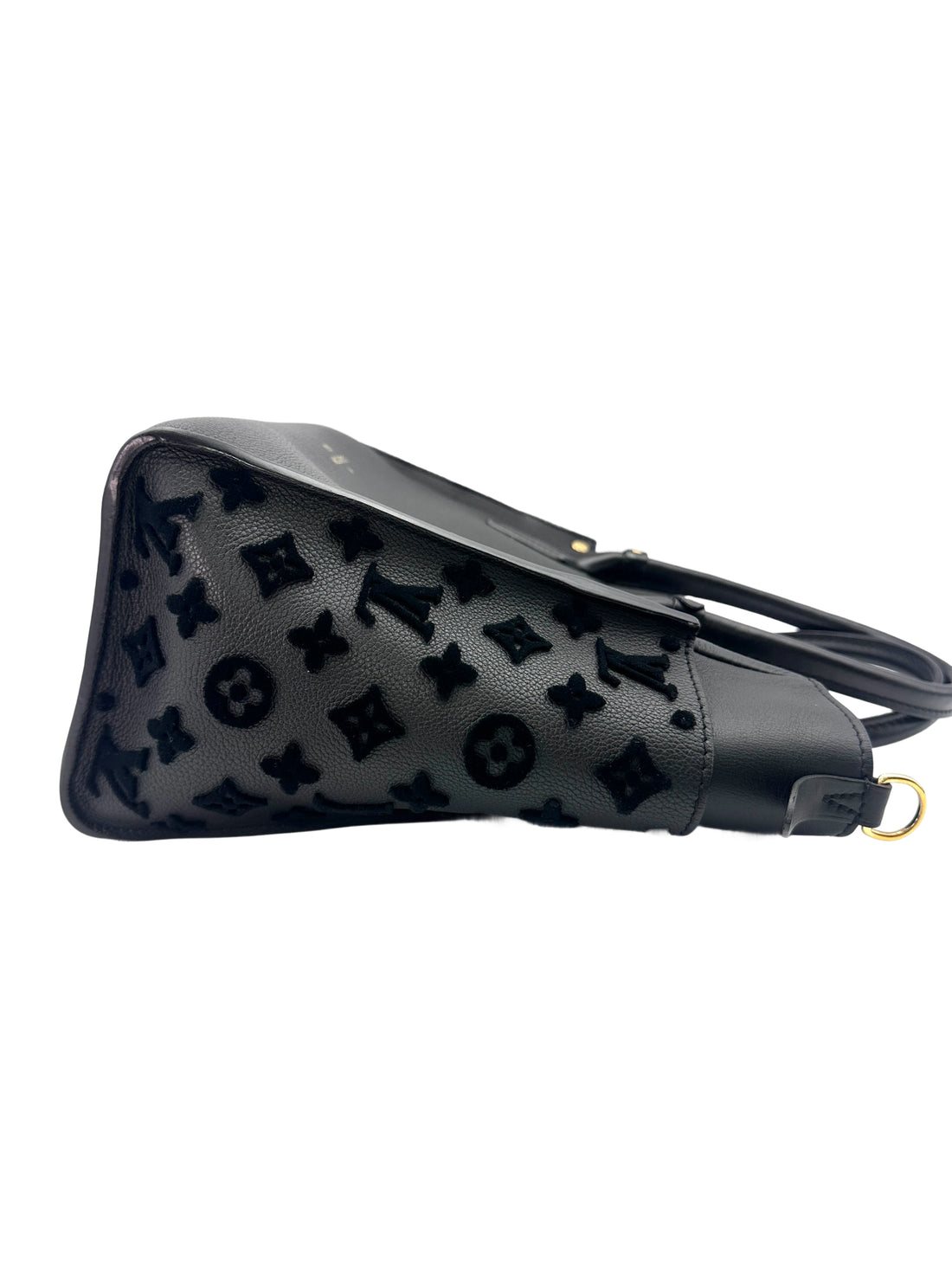 Louis Vuitton On My Side MM Black Leather Tote Handle Bag LV2057