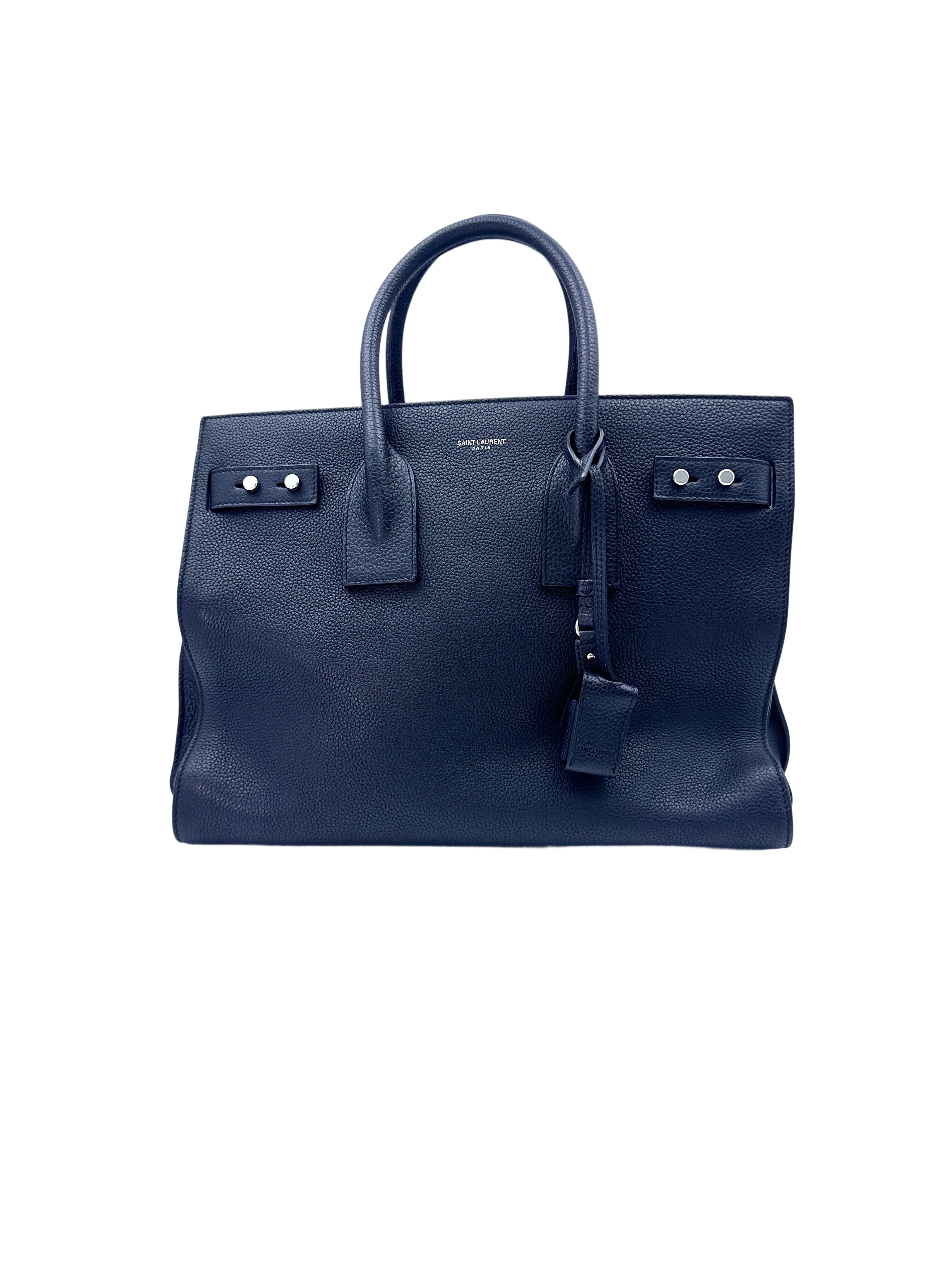 Saint Laurent Sac De Jour Navy Leather Handle Bag SL168