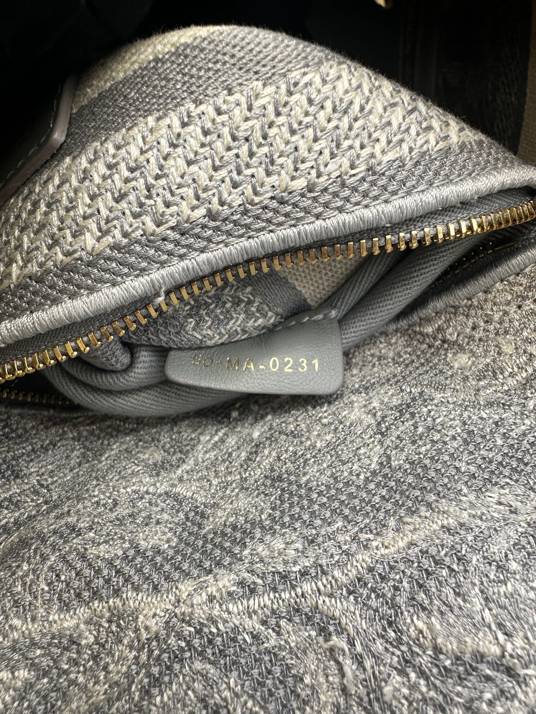 Christian Dior Lady D-Lite Grey Toile de Jouy Reverse Embroidery Canvas Handle Bag With Gold Charms DR546