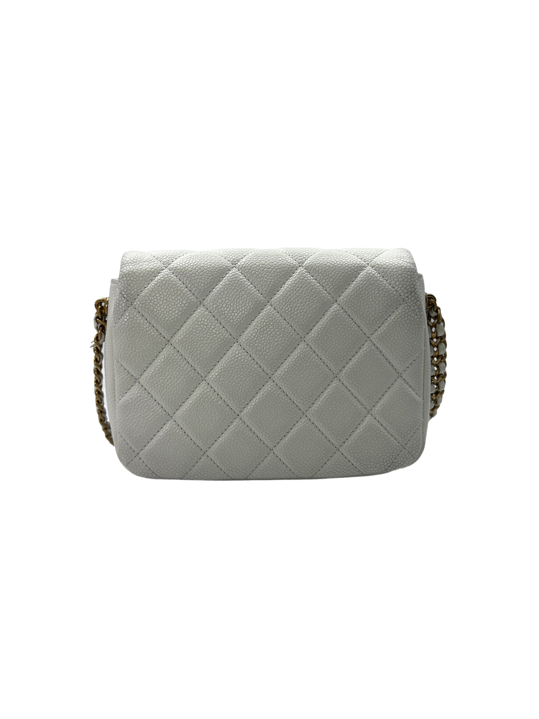 Chanel 21A White Quilted Leather Square Flap Bag With Gold Hardware(E5***LC) IRIS050-1