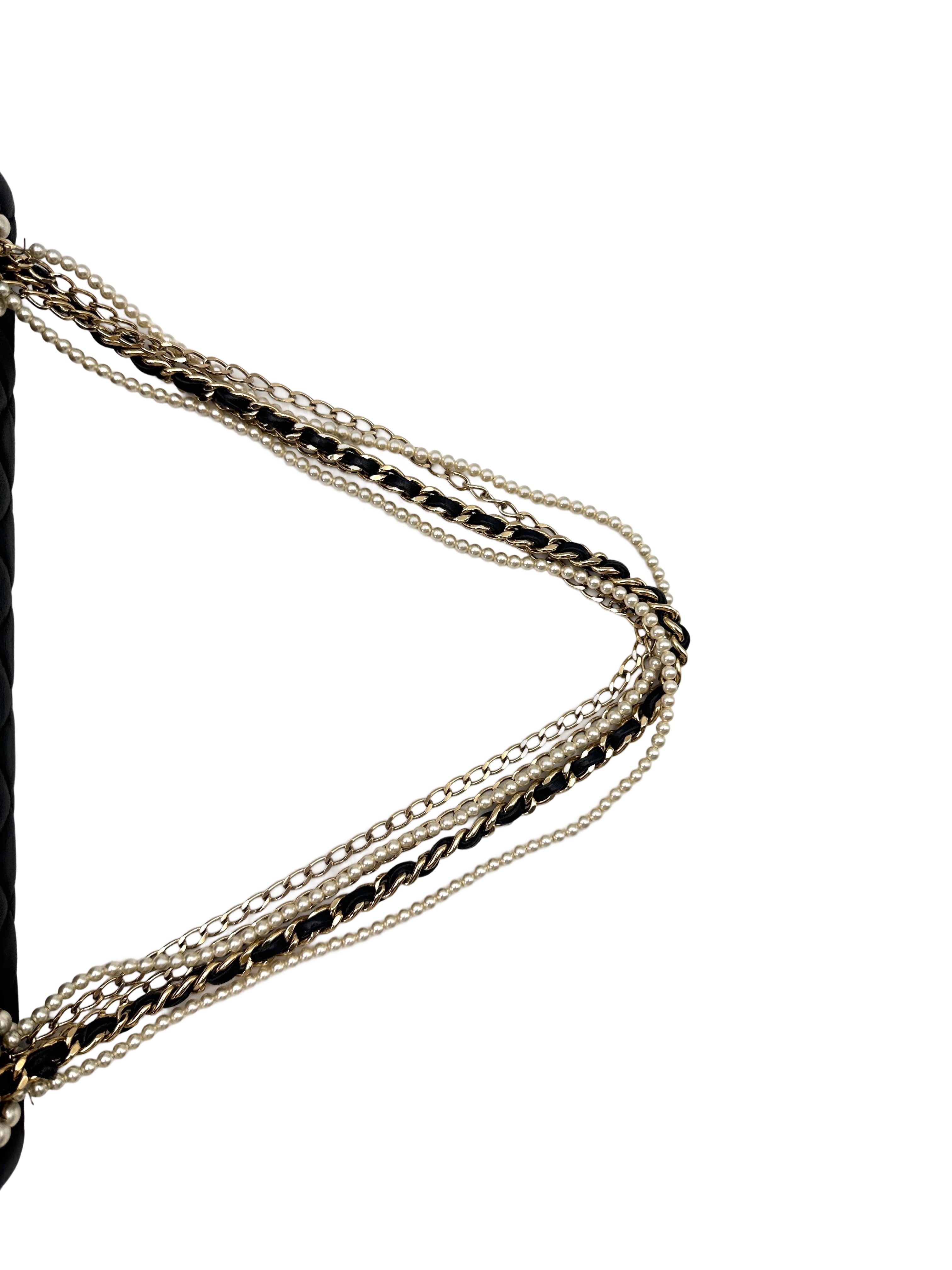Chanel Westminster Pearl Black Quilted Leather Medium Size Flap Bag With Gold Hardware(13***63) CC1490