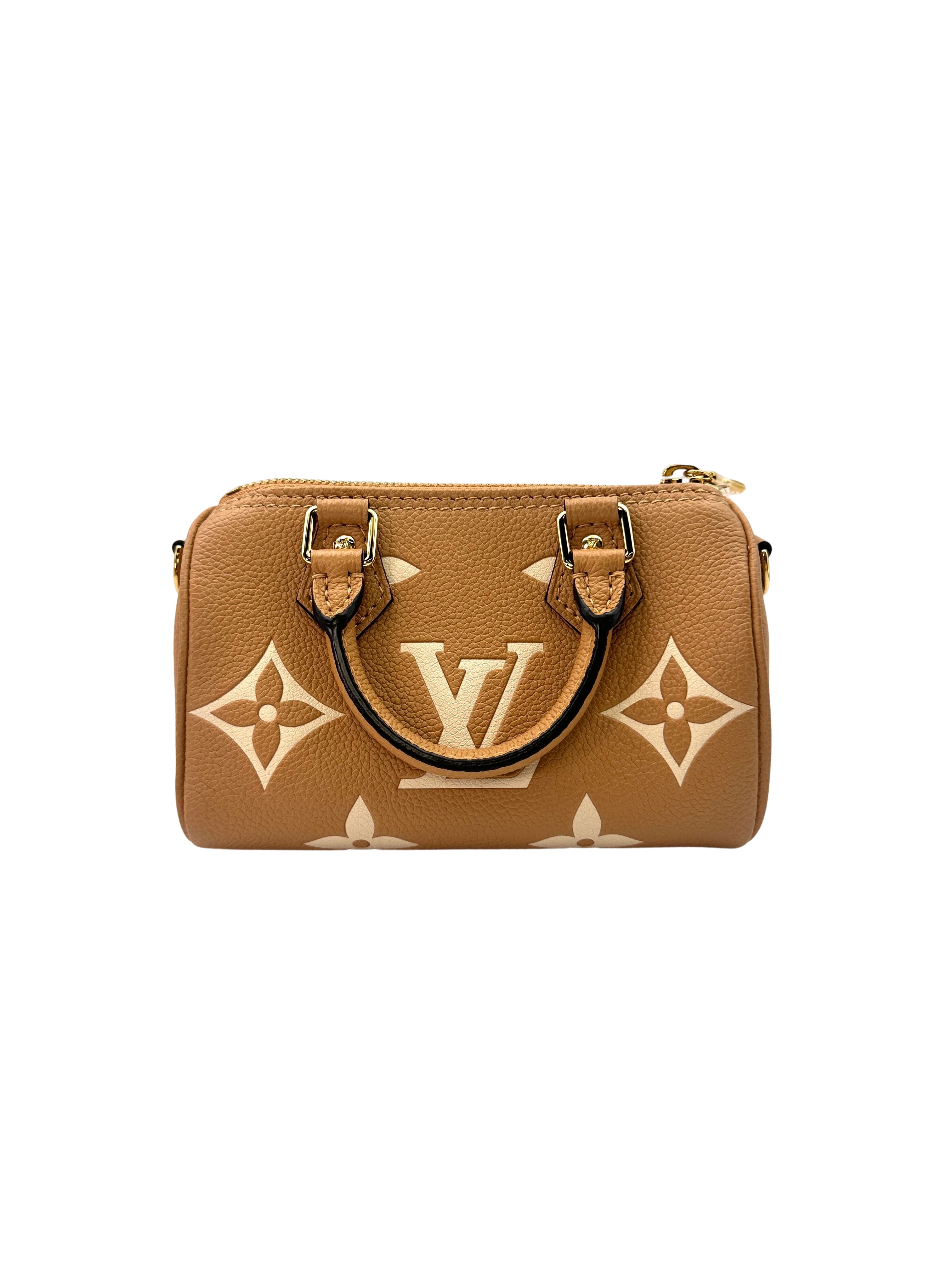 Louis Vuitton Nano Speedy Beige/White Bicolor Monogram Empreinte Handle Bag LV2064