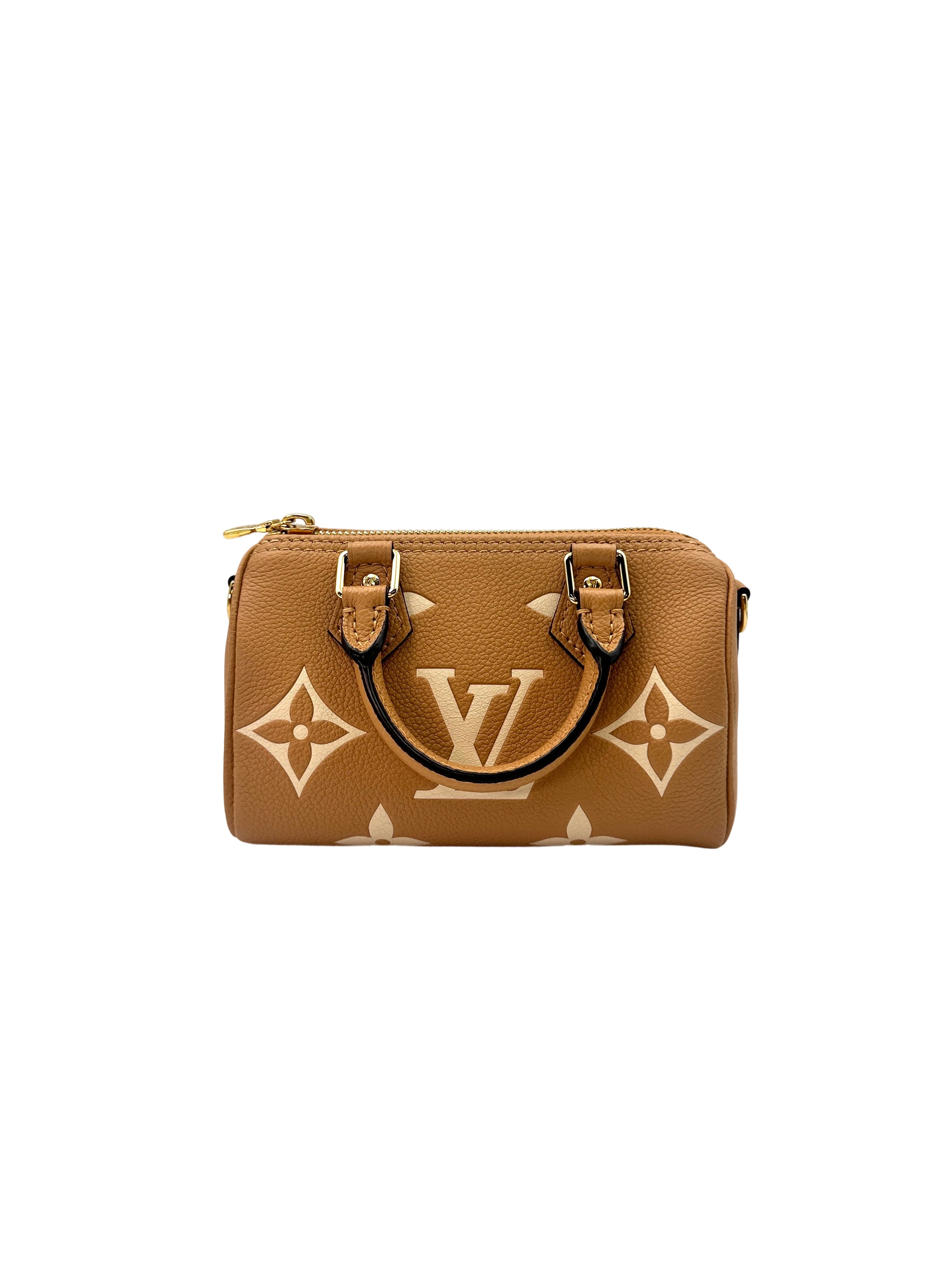 Louis Vuitton Nano Speedy Beige/White Bicolor Monogram Empreinte Handle Bag LV2064