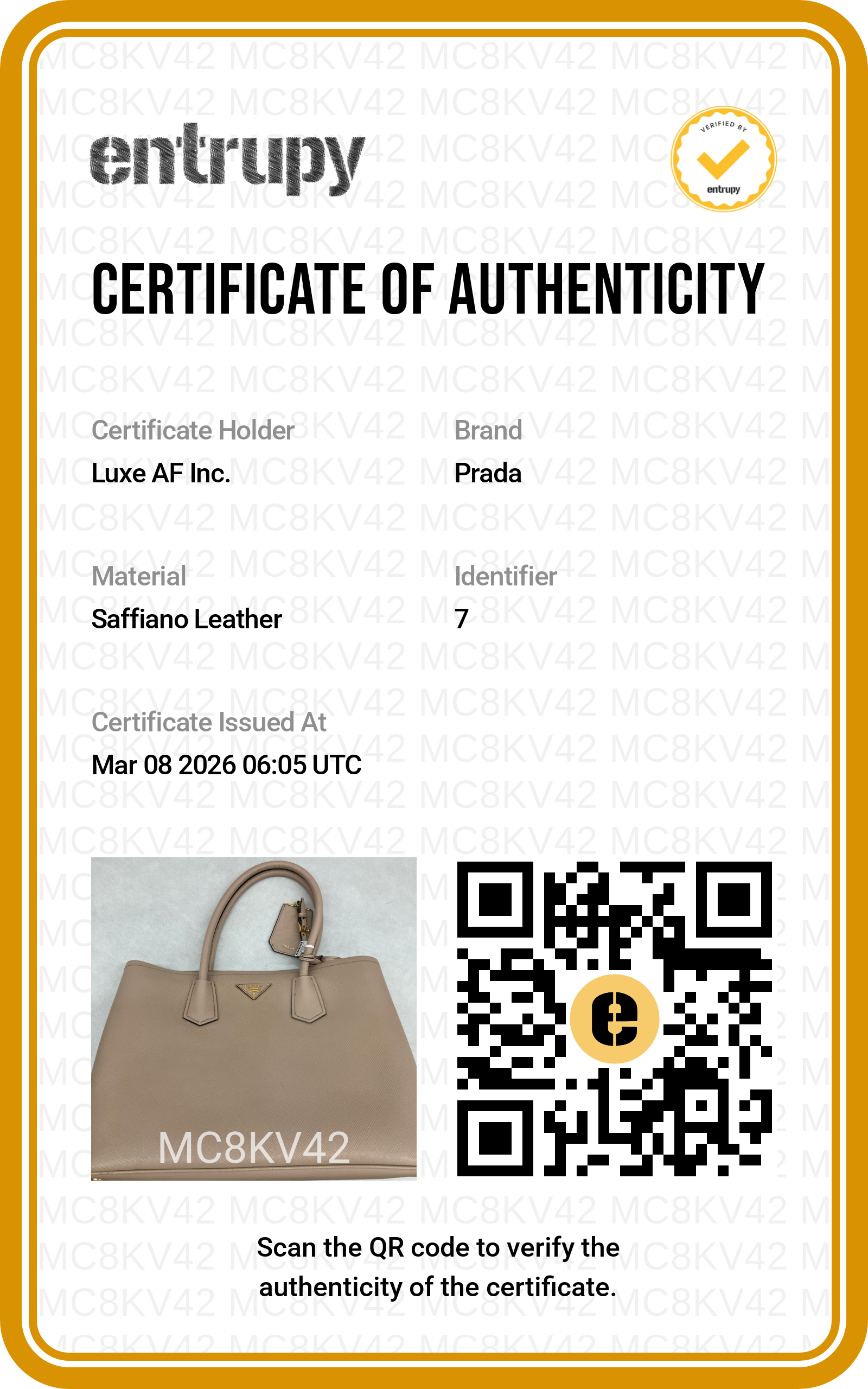 Prada Beige Saffiano Cuir Double Handle Bag PR205