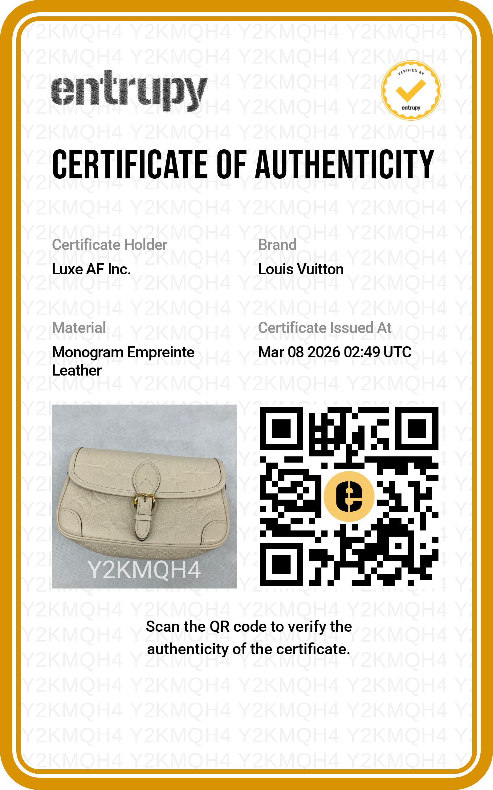 Louis Vuitton Diane White Monogram Empreinte Leather Shoulder Bag LV2050 FULLSET