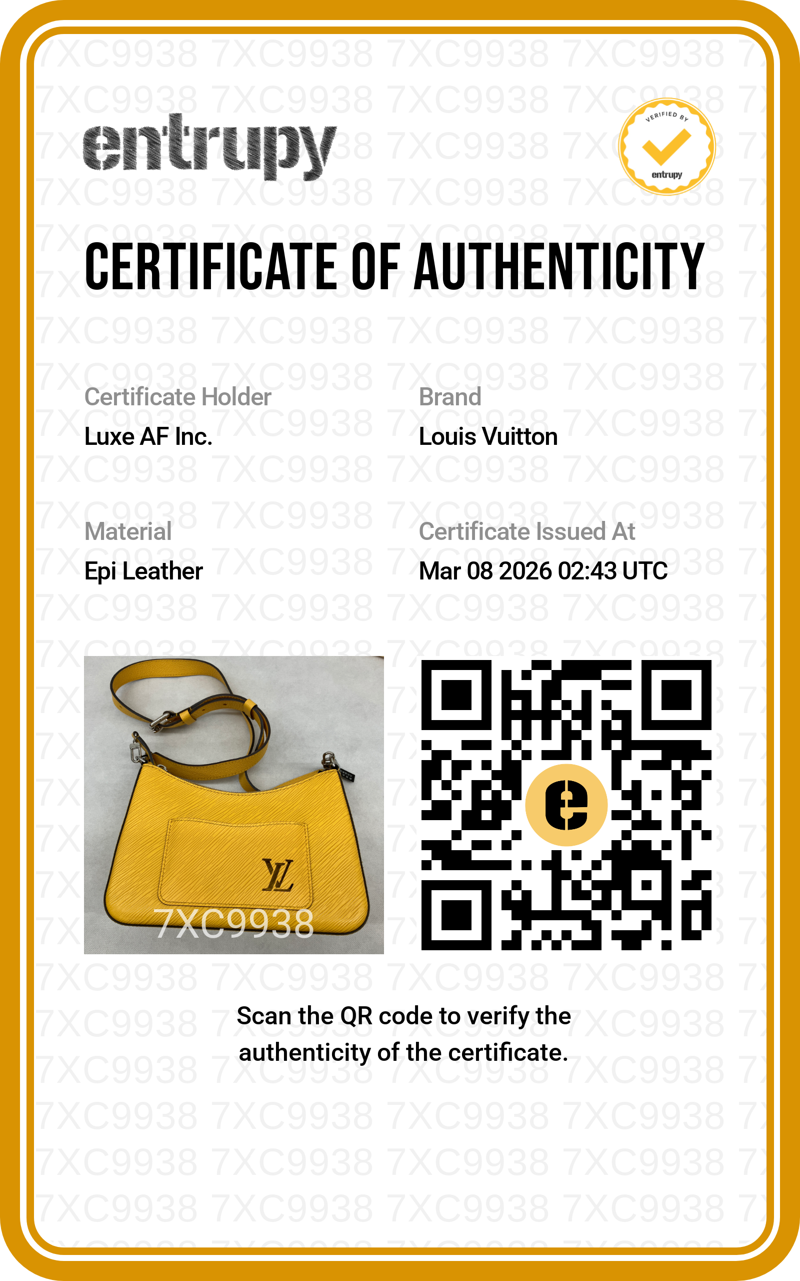 Louis Vuitton Marelle Yellow Epi Leather Shoulder Bag LV2041