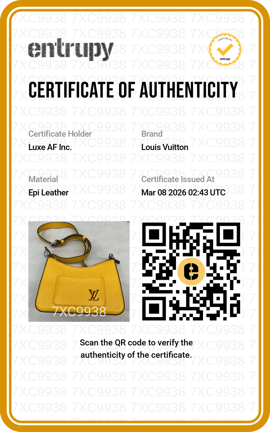 Louis Vuitton Marelle Yellow Epi Leather Shoulder Bag LV2041