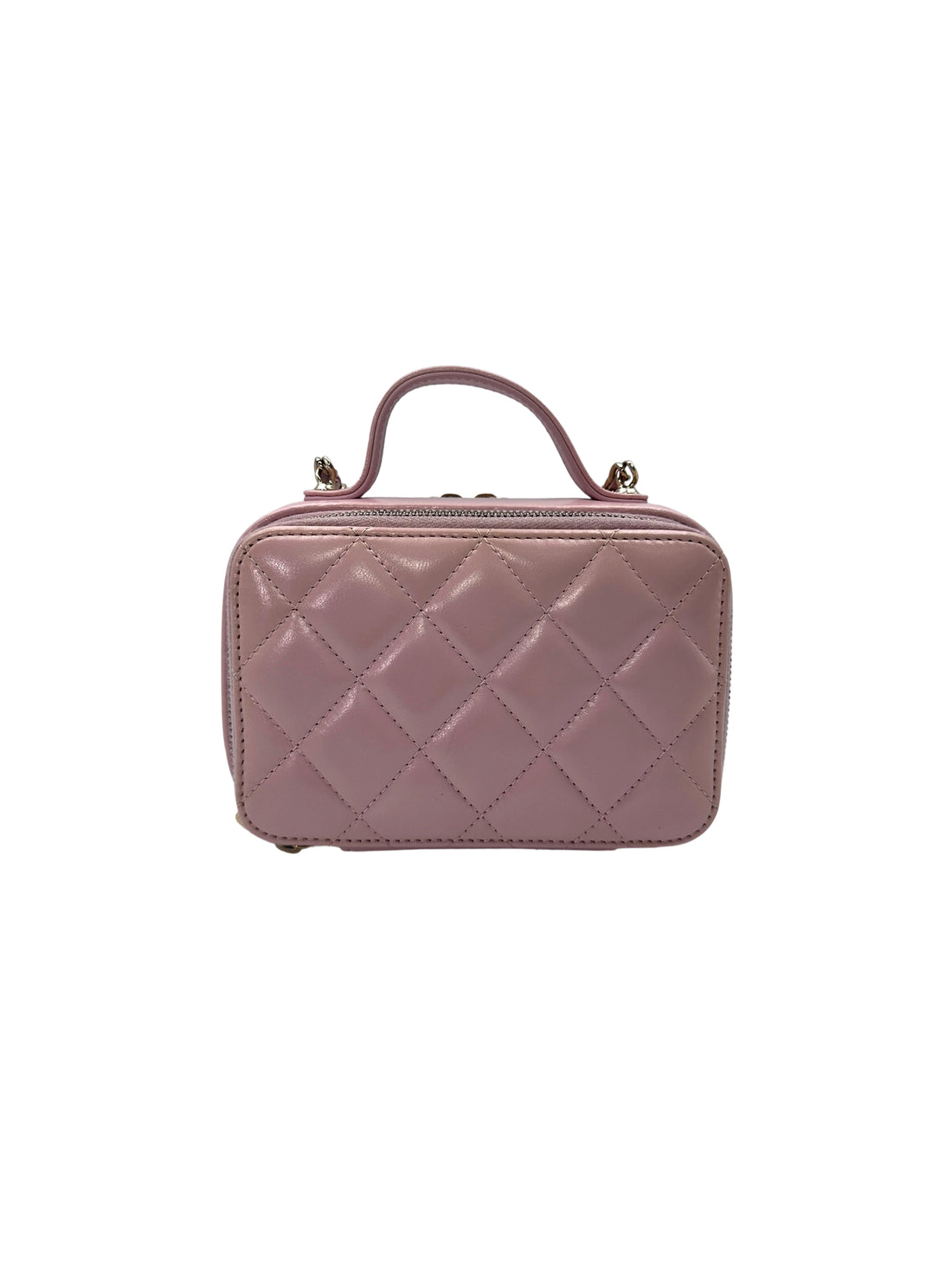 Chanel 22B Light Pink Quilted Lambskin Top Handle Vanity Case(C2***94) CC1493