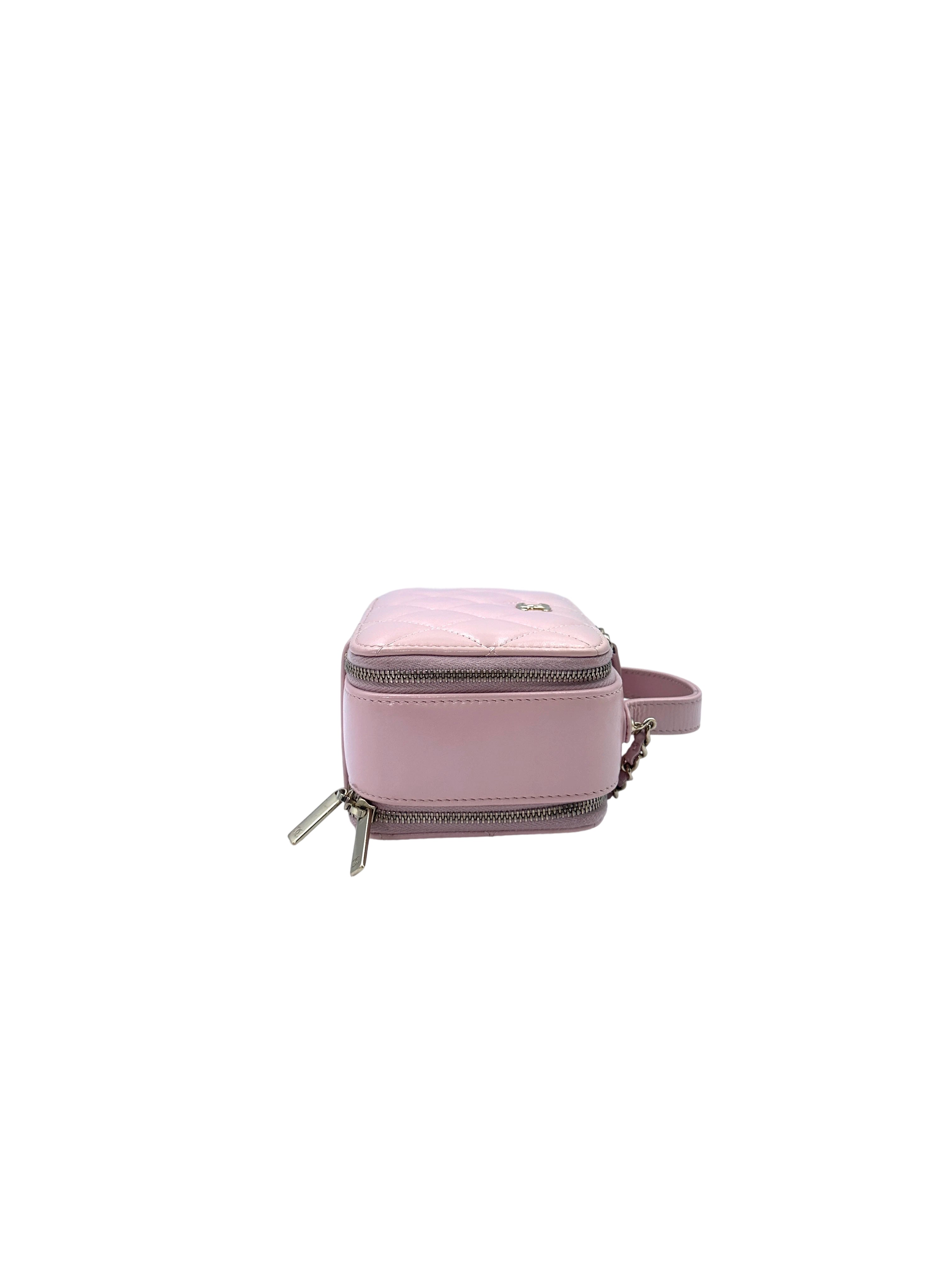 Chanel 22B Light Pink Quilted Lambskin Top Handle Vanity Case(C2***94) CC1493
