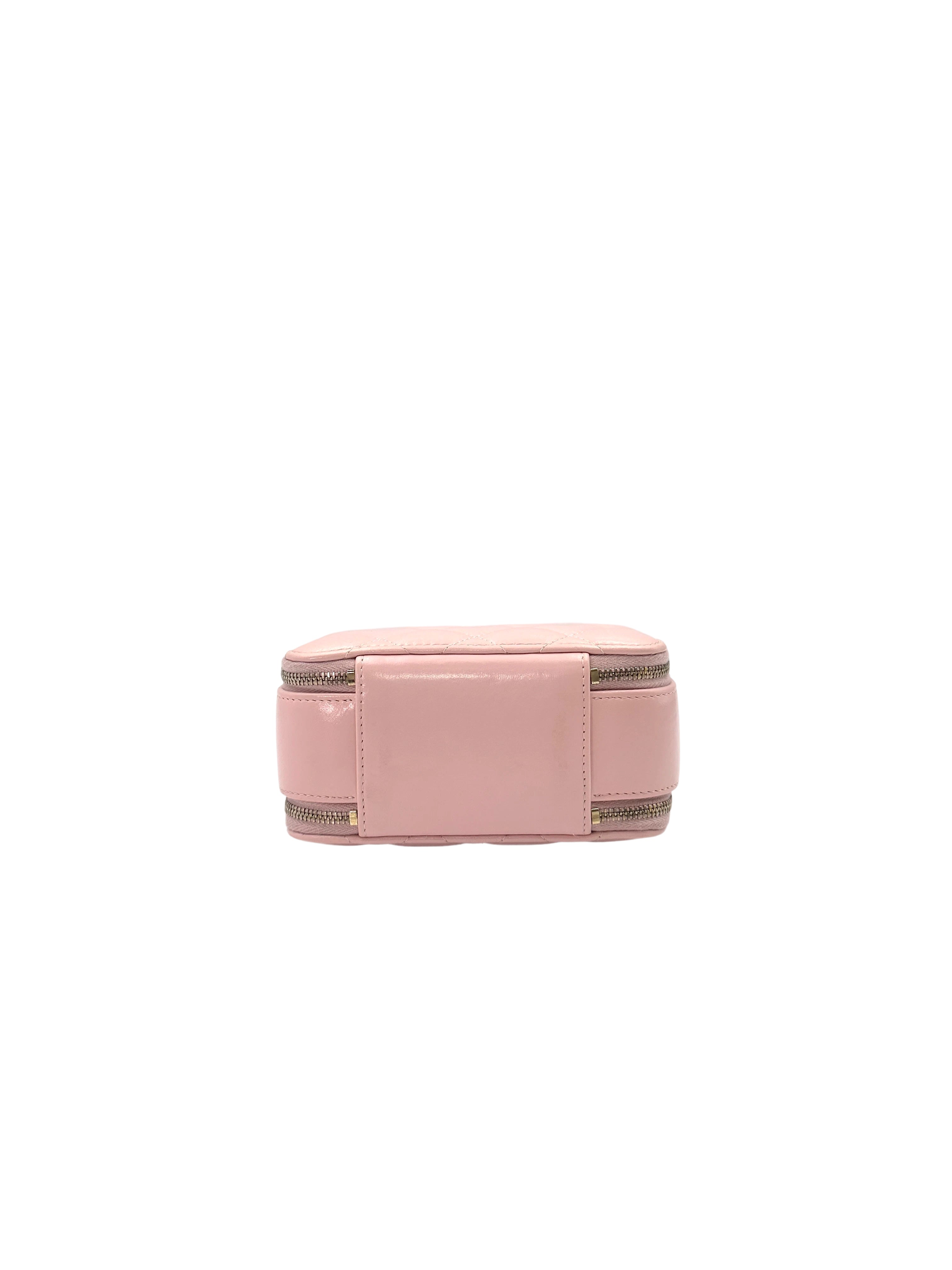 Chanel 22B Light Pink Quilted Lambskin Top Handle Vanity Case(C2***94) CC1493
