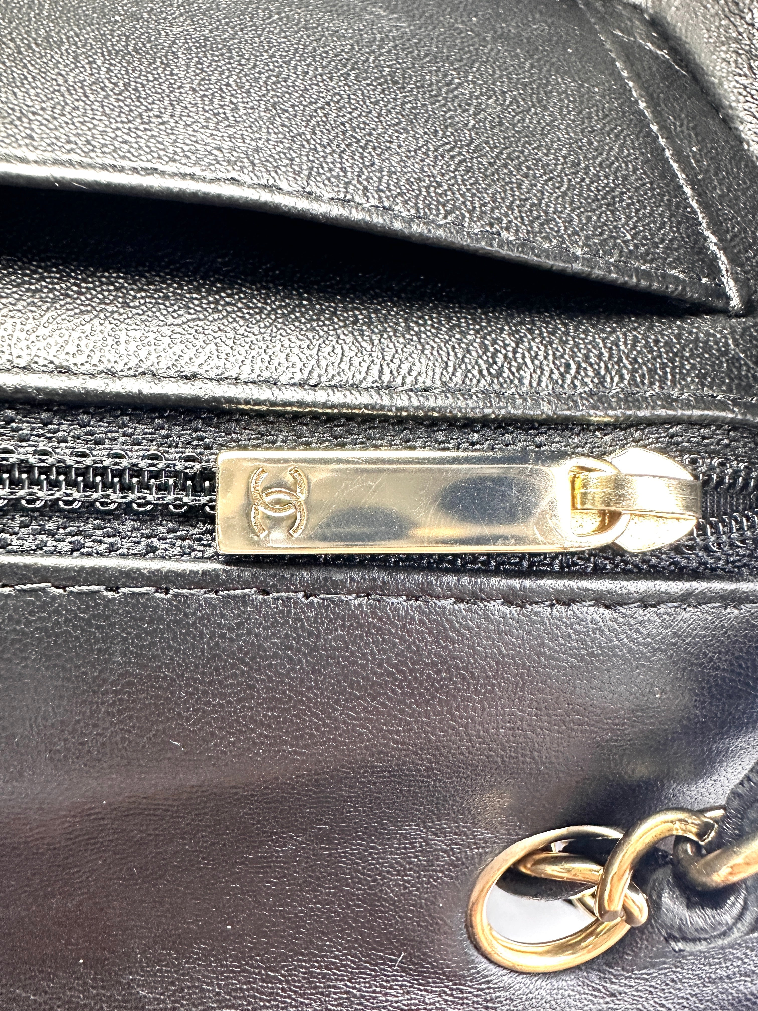 Chanel Classic Flap Black Quilted Lambskin Flap Bag With Gold Buckle(23***57) CC1491