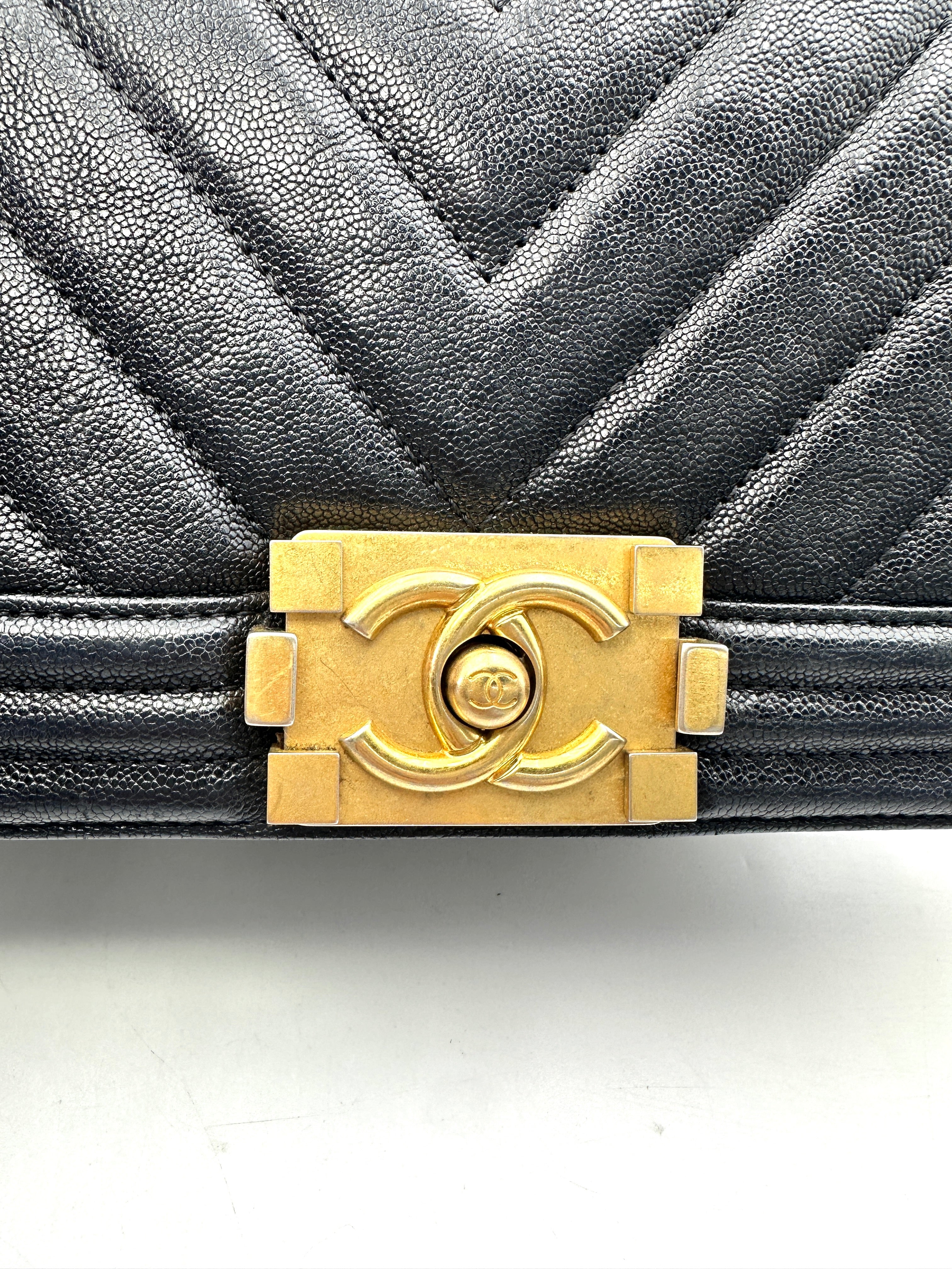 Chanel LeBoy Black Chevron Quilted Calfskin Small Size Flap Bag With Gold Buckle(26***44) CC1498