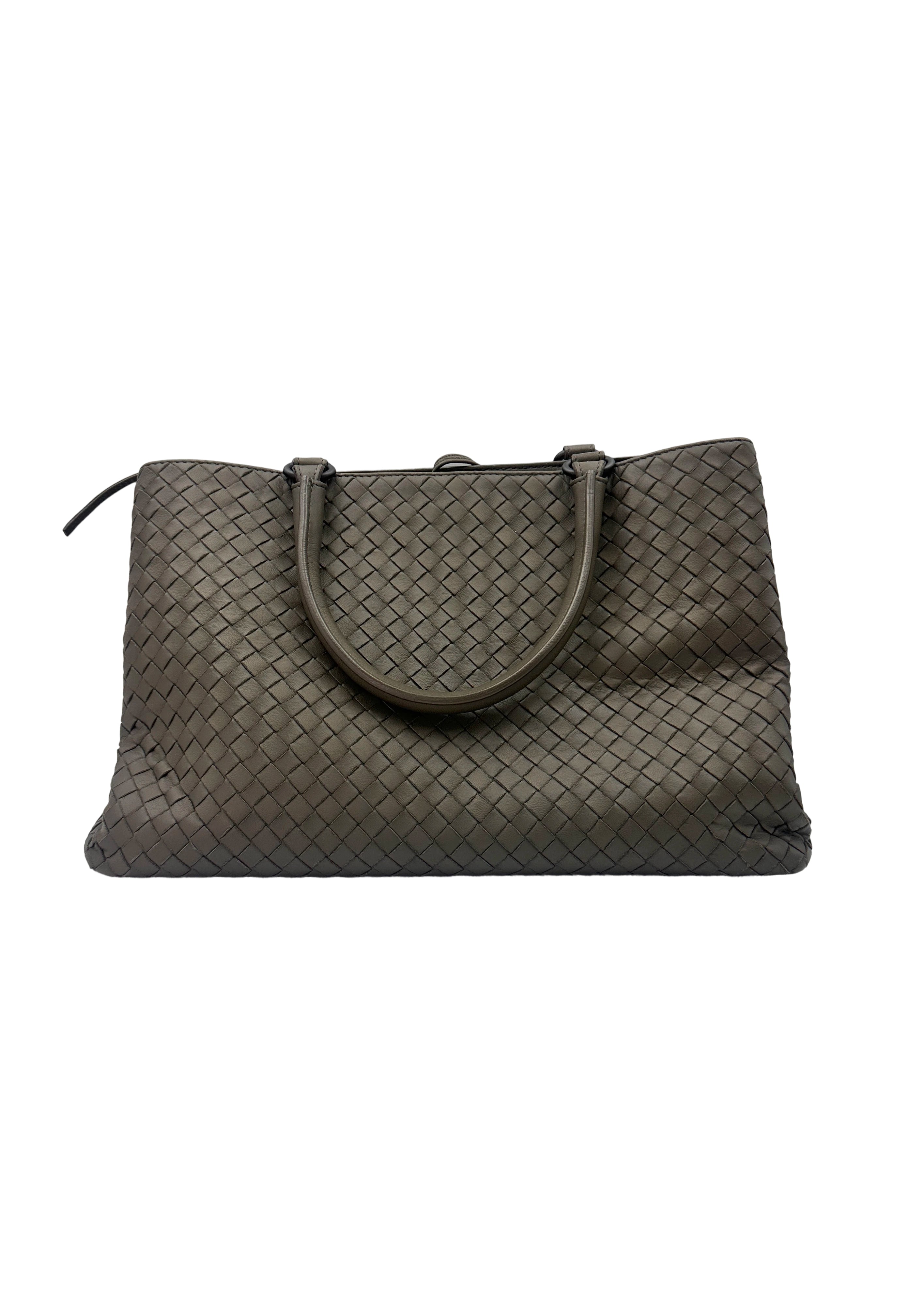 Bottega Veneta Roma Grey Intrecciato Leather Handle Bag BV106