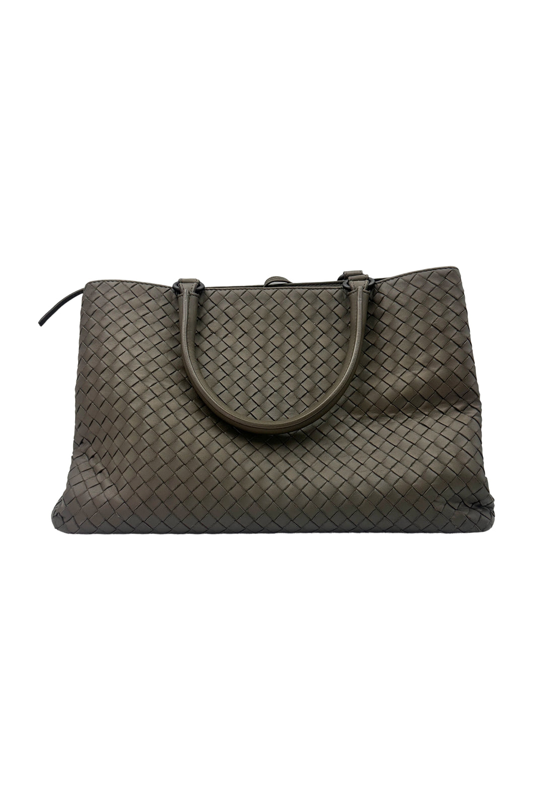 Bottega Veneta Roma Grey Intrecciato Leather Handle Bag BV106