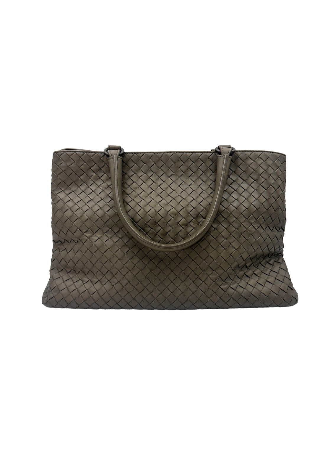 Bottega Veneta Roma Grey Intrecciato Leather Handle Bag BV106