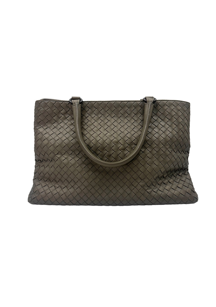 Bottega Veneta Roma Grey Intrecciato Leather Handle Bag BV106