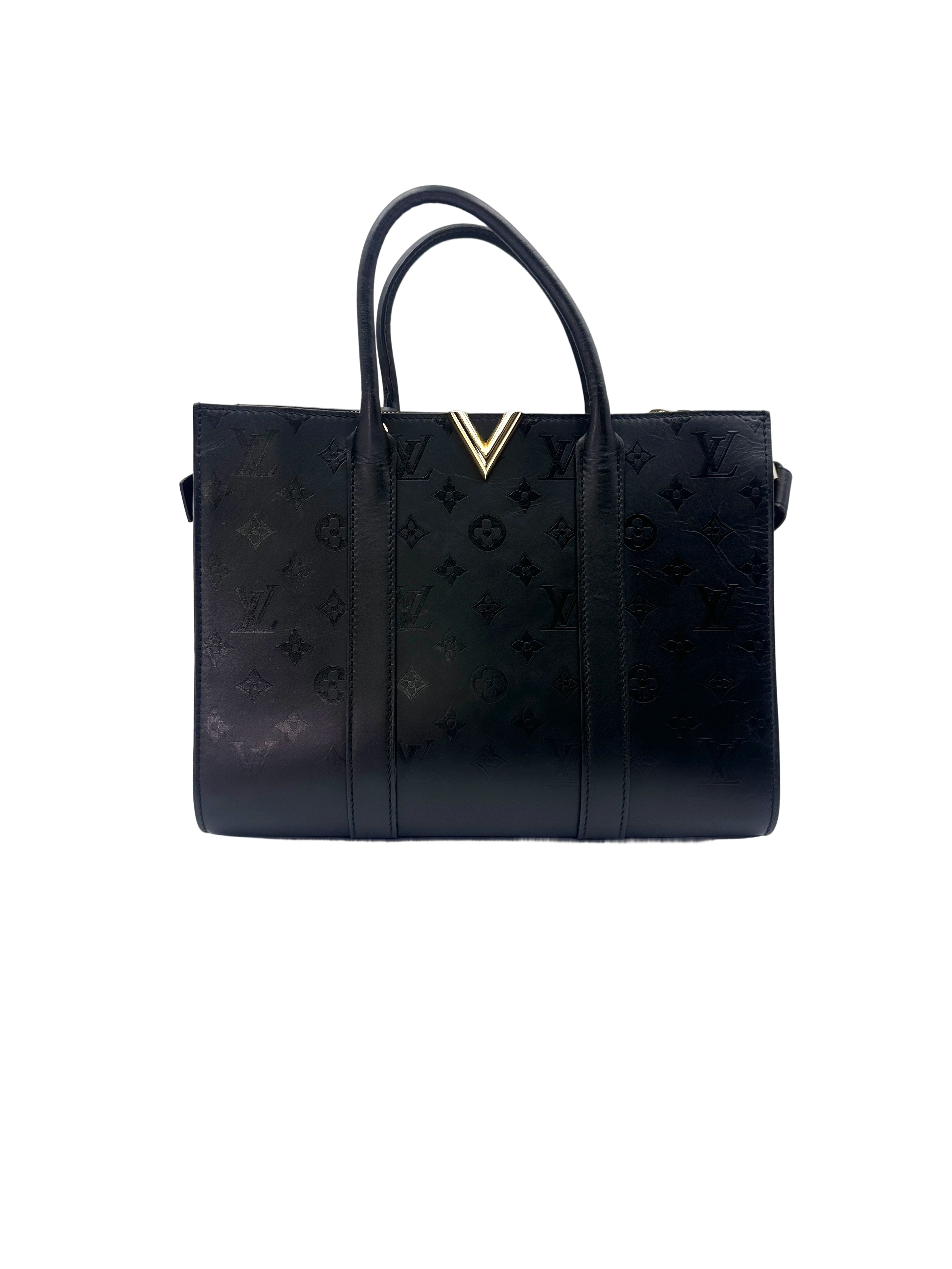 Louis Vuitton Very Tote Black Monogram Cuir Plume Tote Handle Bag LV2079