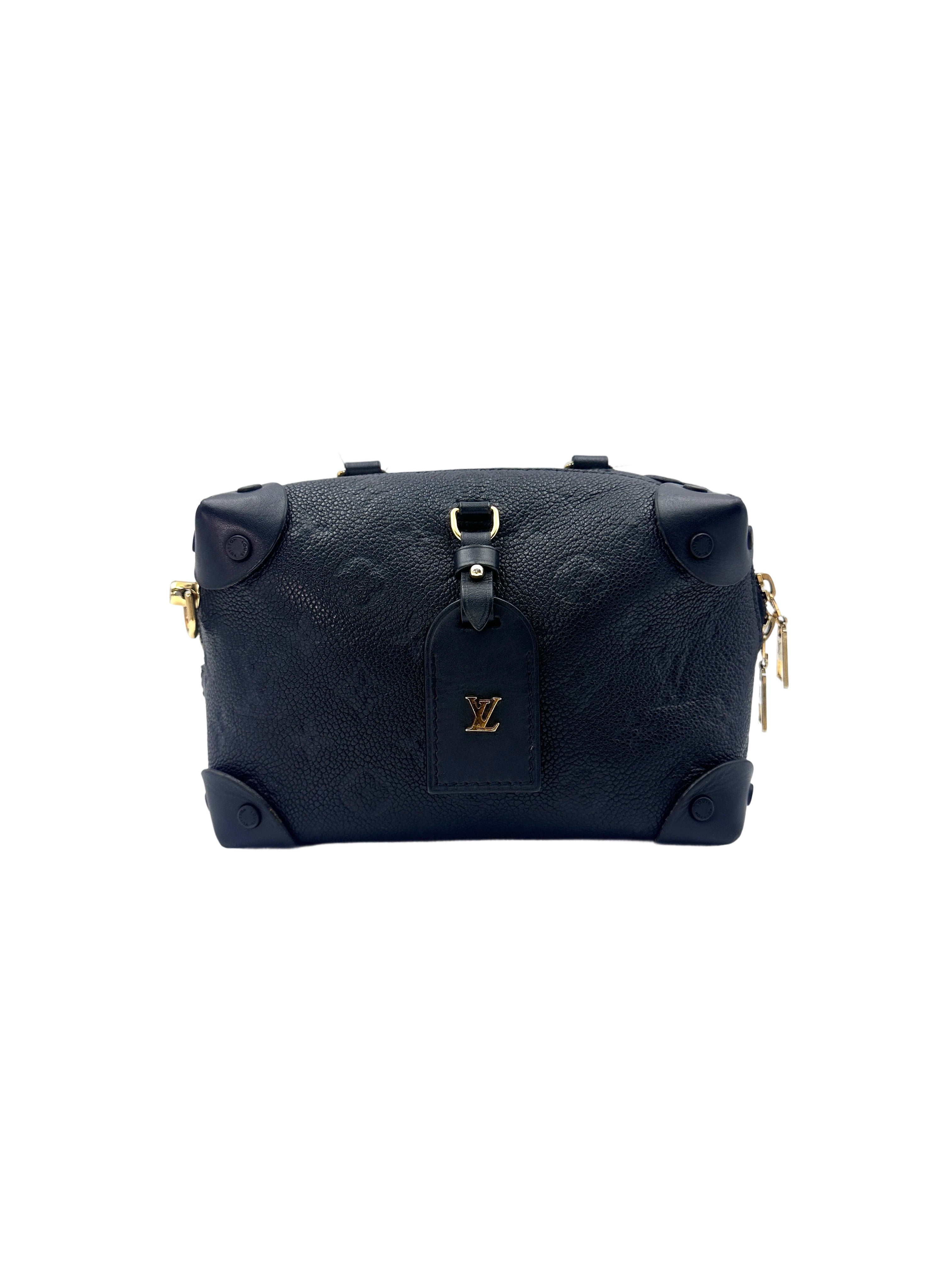 Louis Vuitton Petite Malle Souple Black Monogram Empreinte Handle Bag LV2066