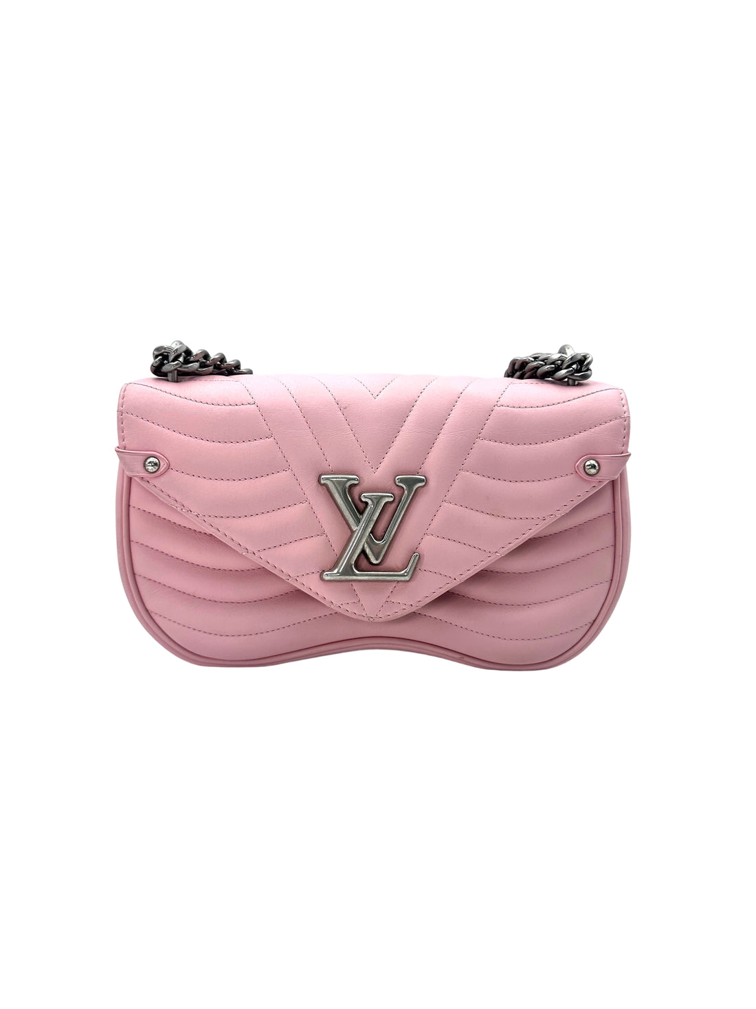 Louis Vuitton New Wave MM Pink Chevron Quilted Leather Shoulder Bag LV2067