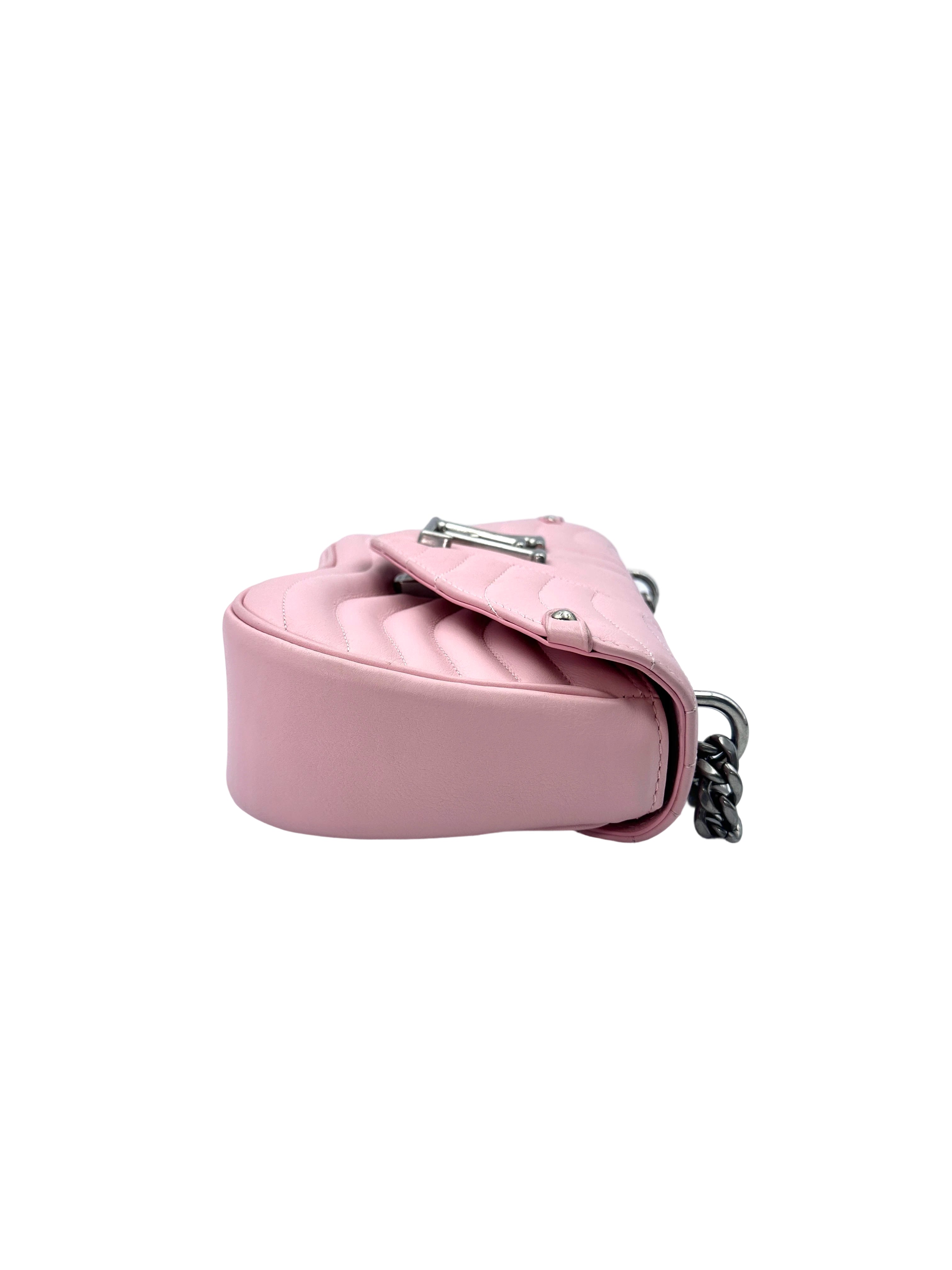 Louis Vuitton New Wave MM Pink Chevron Quilted Leather Shoulder Bag LV2067