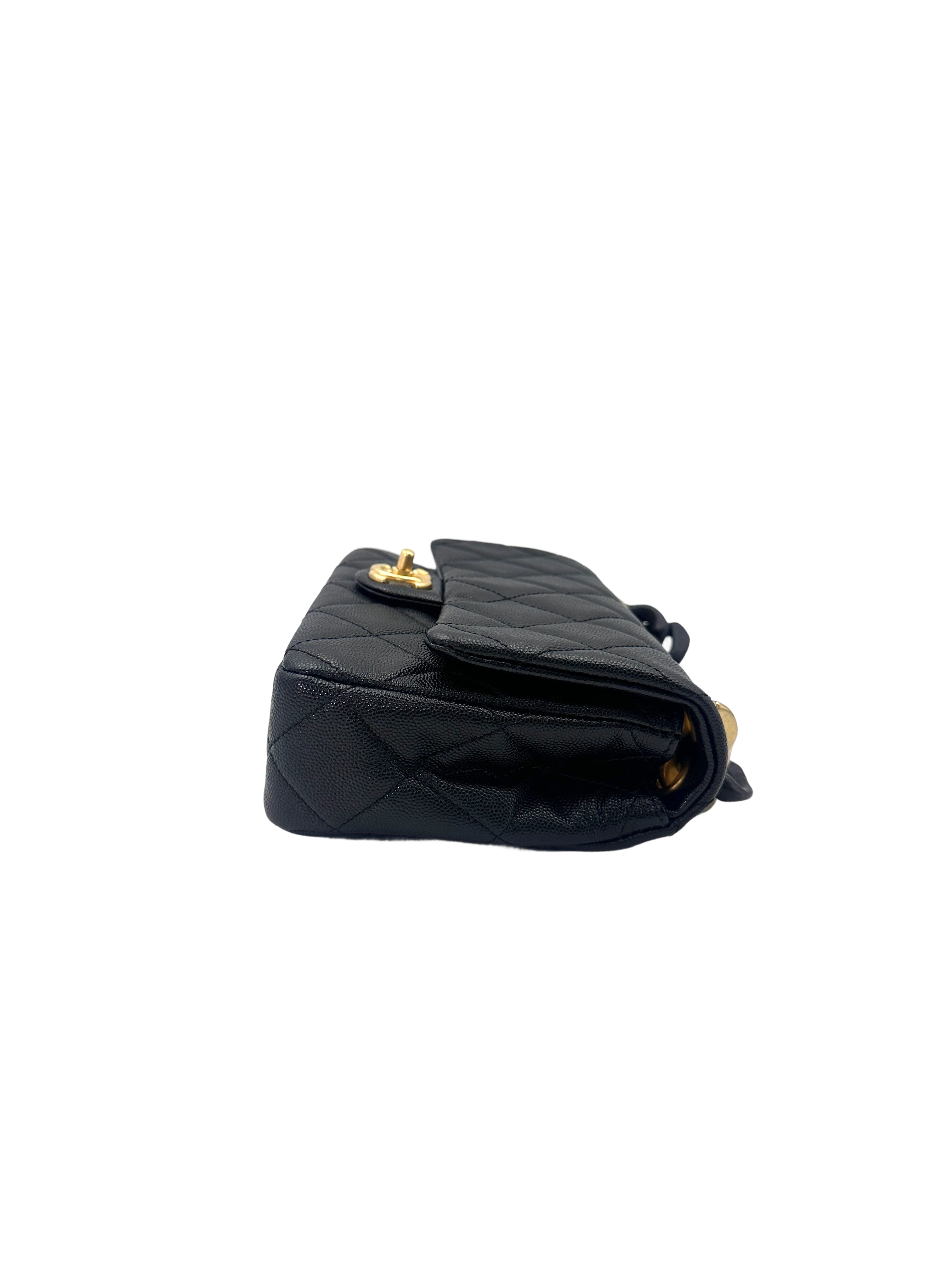Chanel 24P Funky Match Black Quilted Leather Flap Bag With Chunky Chain(UN***PH) CC1502
