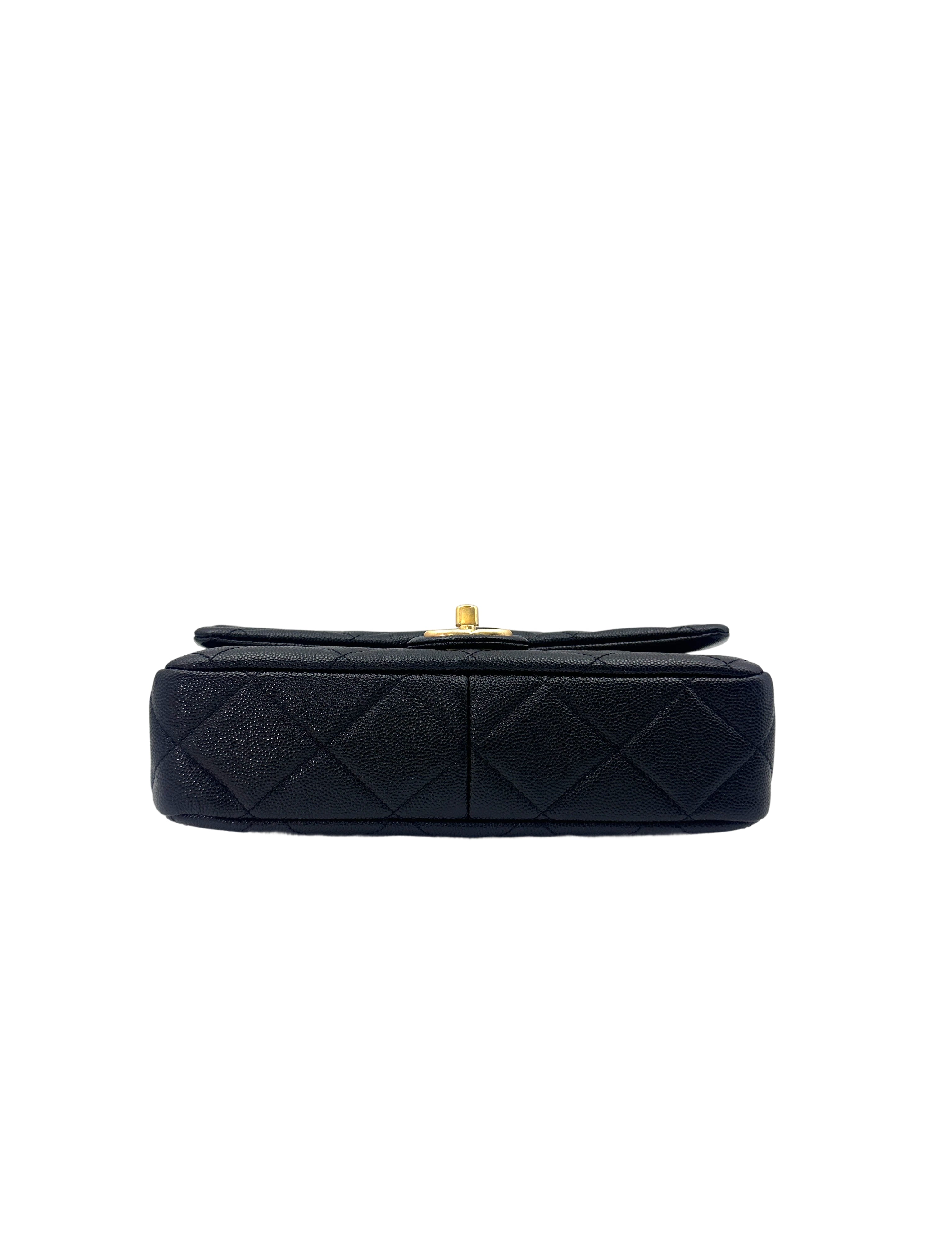 Chanel 24P Funky Match Black Quilted Leather Flap Bag With Chunky Chain(UN***PH) CC1502