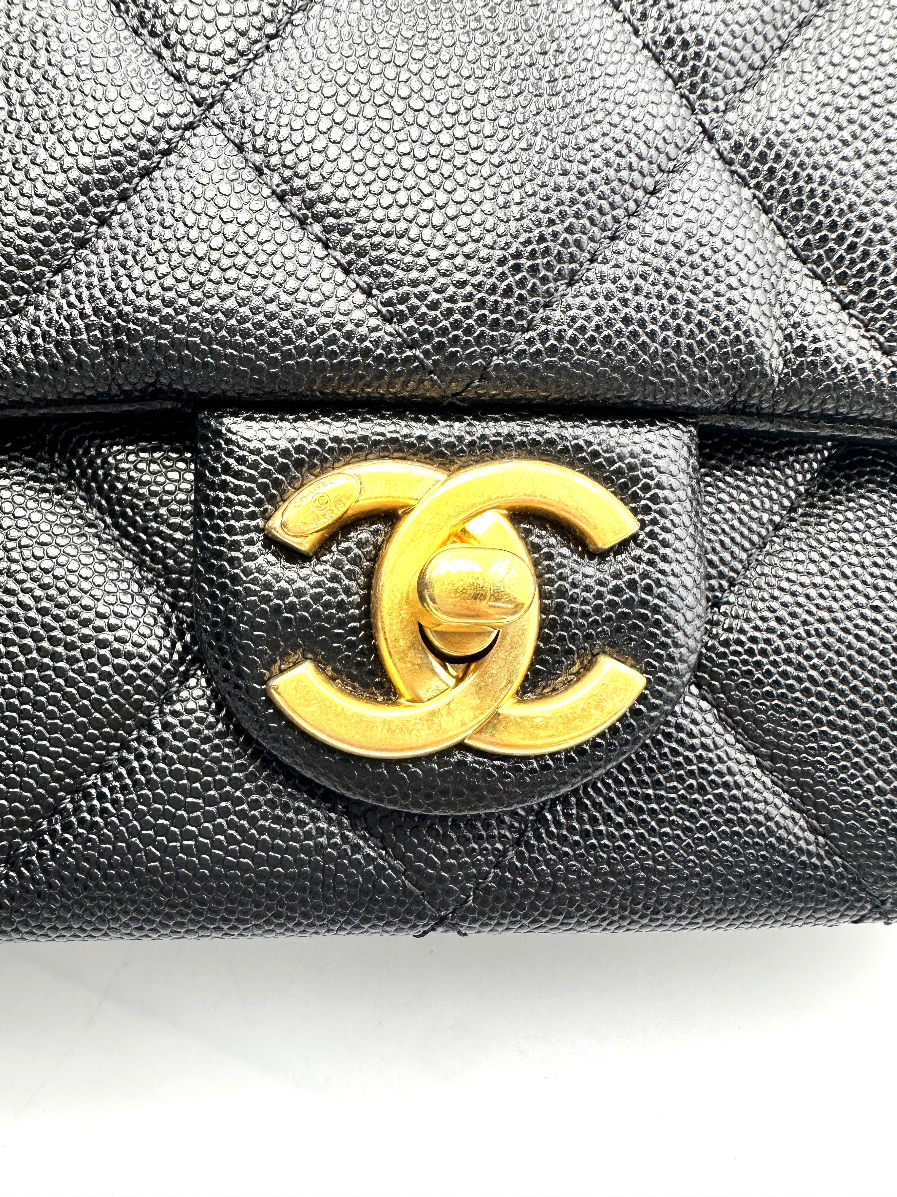 Chanel 24P Funky Match Black Quilted Leather Flap Bag With Chunky Chain(UN***PH) CC1502