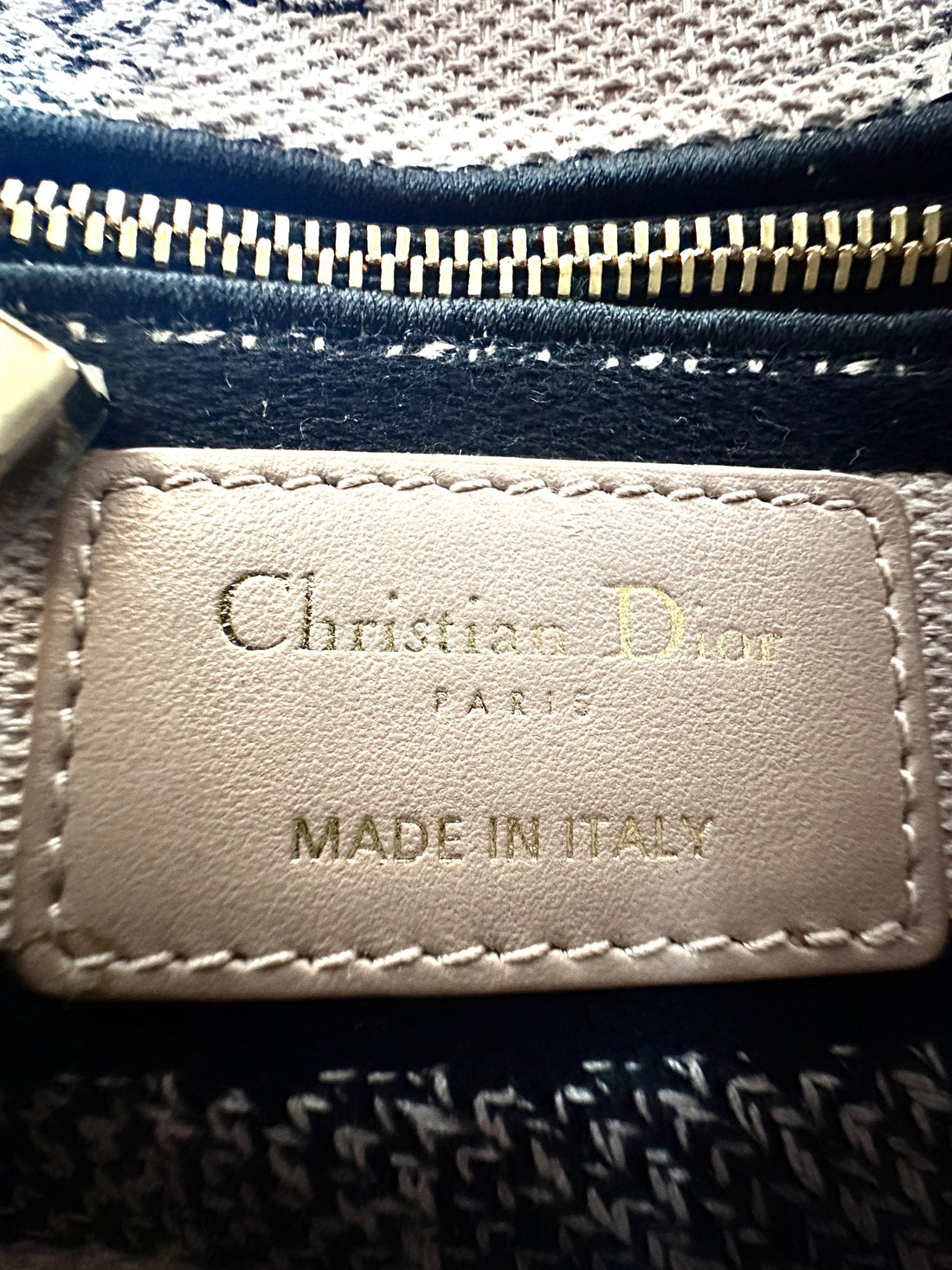 Christian Dior Lady D-Lite Blue/White Toile de Jouy Embroidery Canvas Handle Bag With Gold Charms DR544
