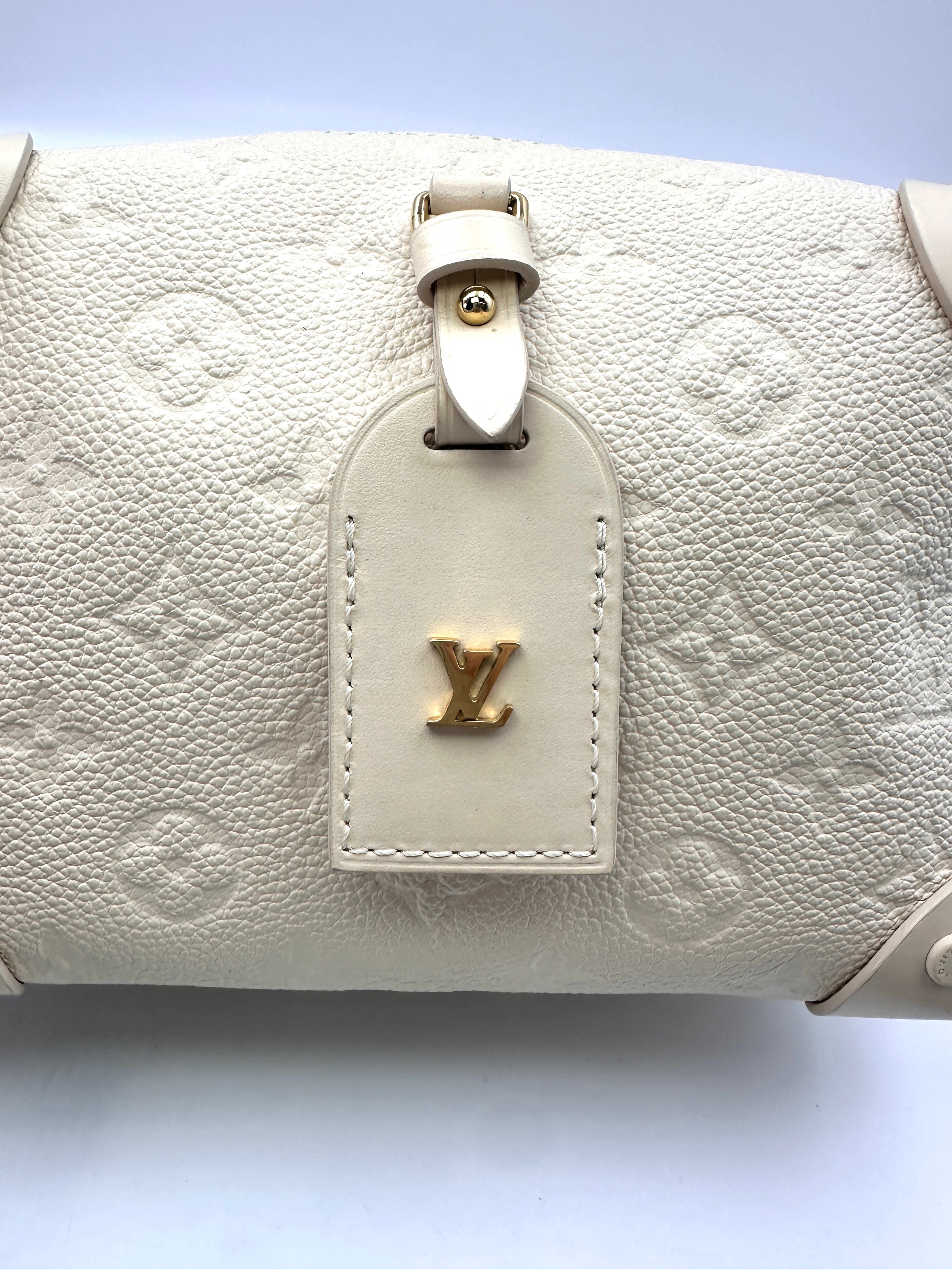 Louis Vuitton Petite Malle Souple White Monogram Empreinte Shoulder Bag LV2082