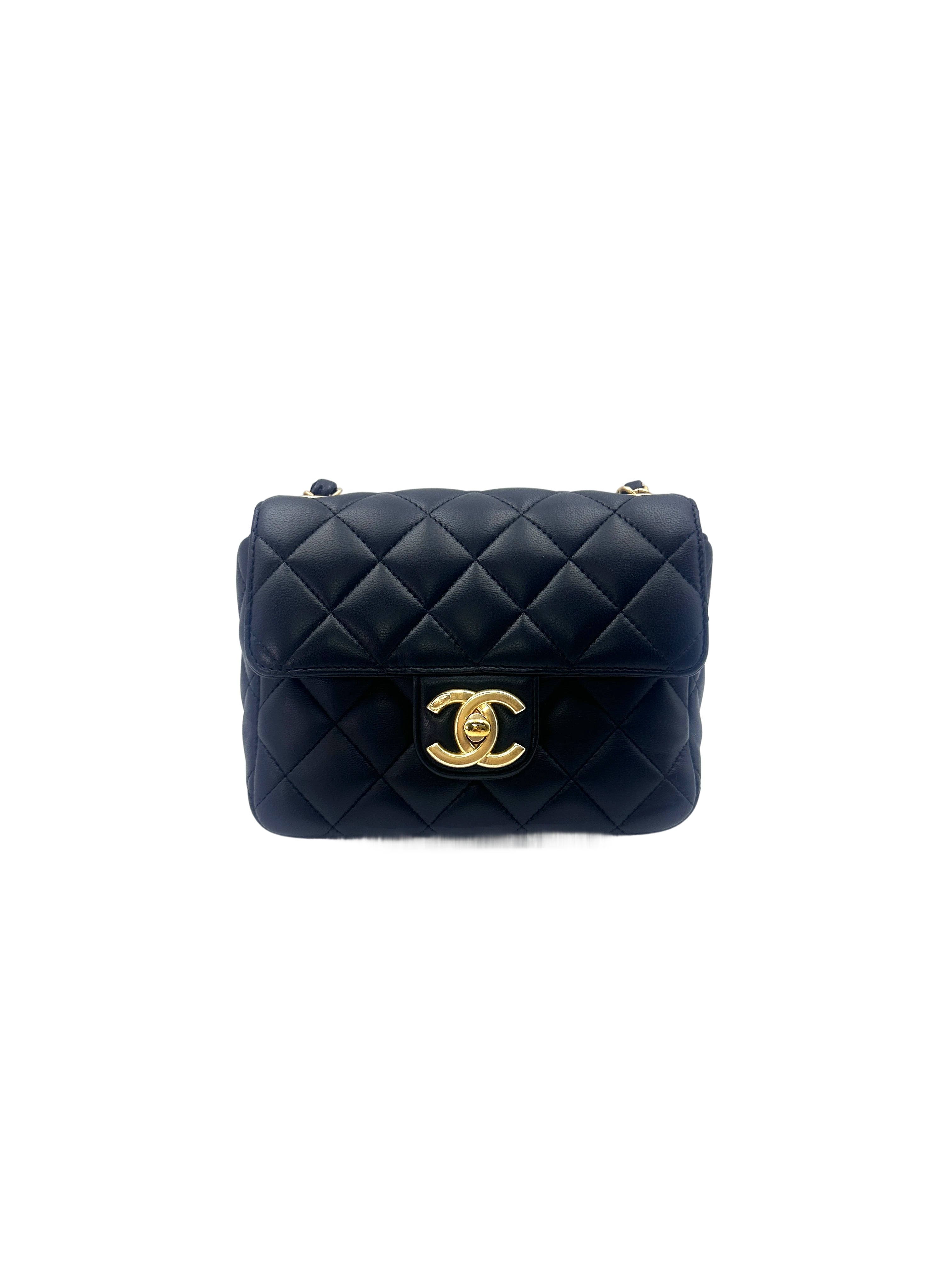Chanel 23C Black Quilted Lambskin Square Flap Bag(H2***90) CC1501