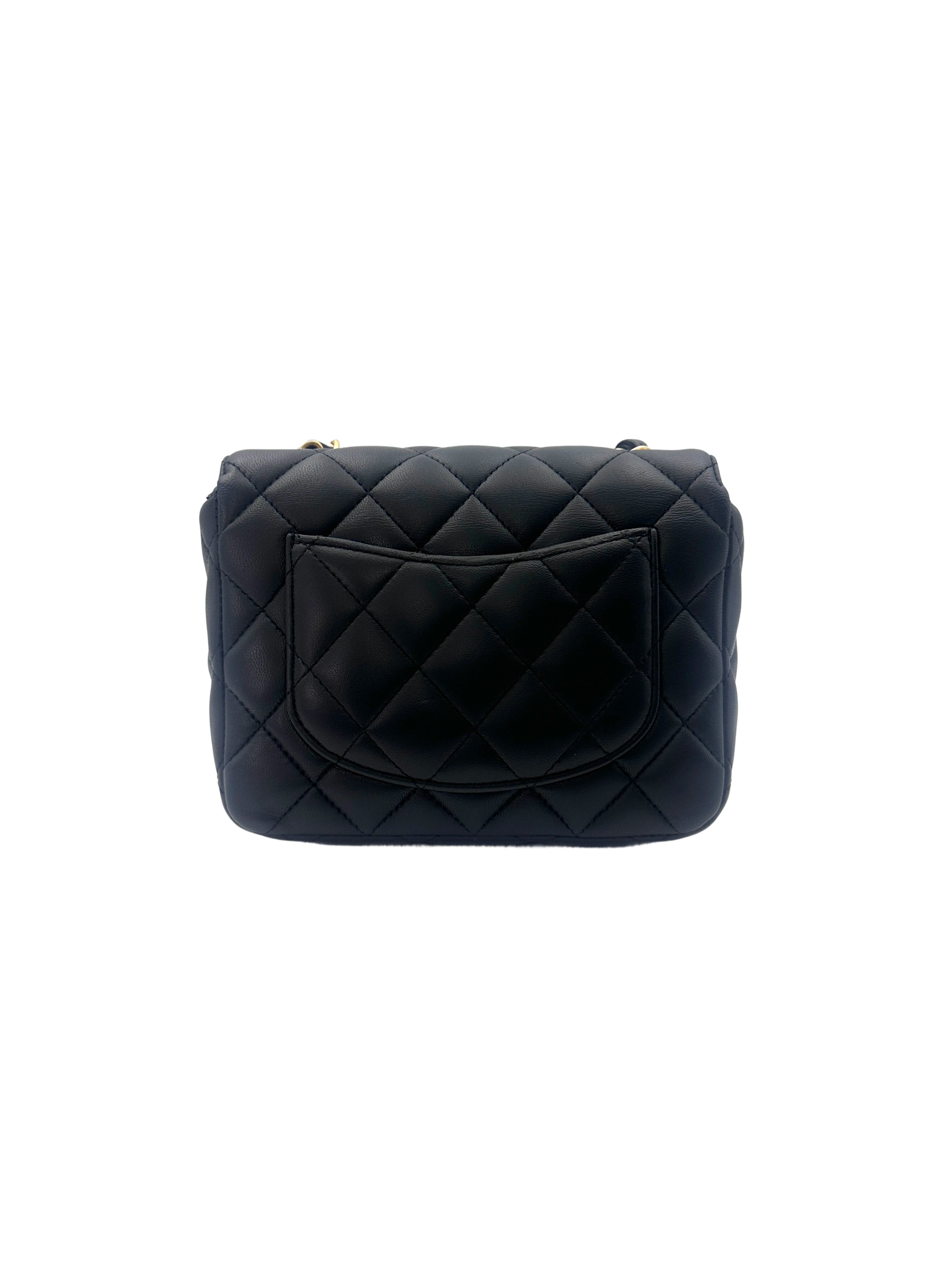 Chanel 23C Black Quilted Lambskin Square Flap Bag(H2***90) CC1501
