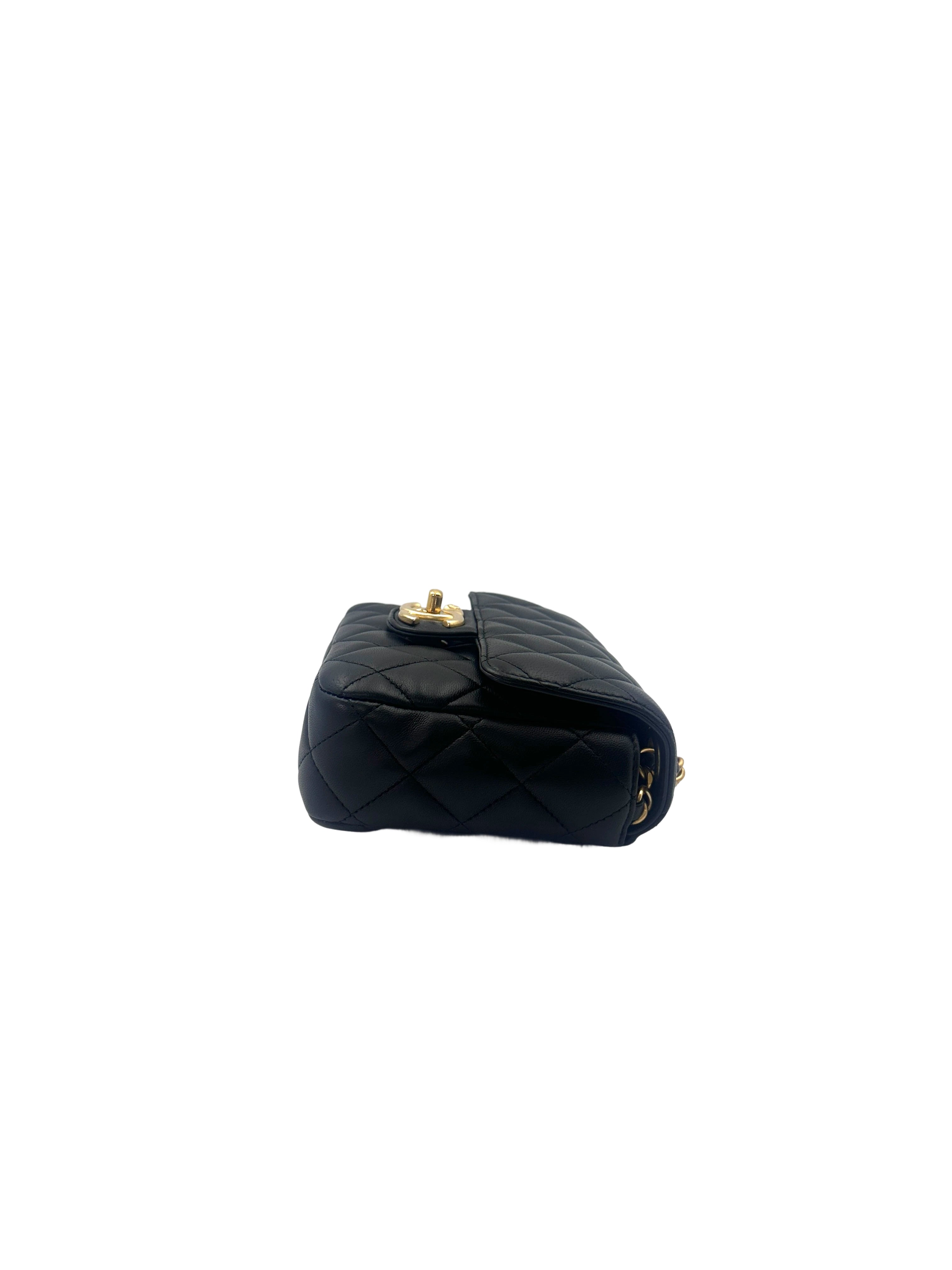 Chanel 23C Black Quilted Lambskin Square Flap Bag(H2***90) CC1501