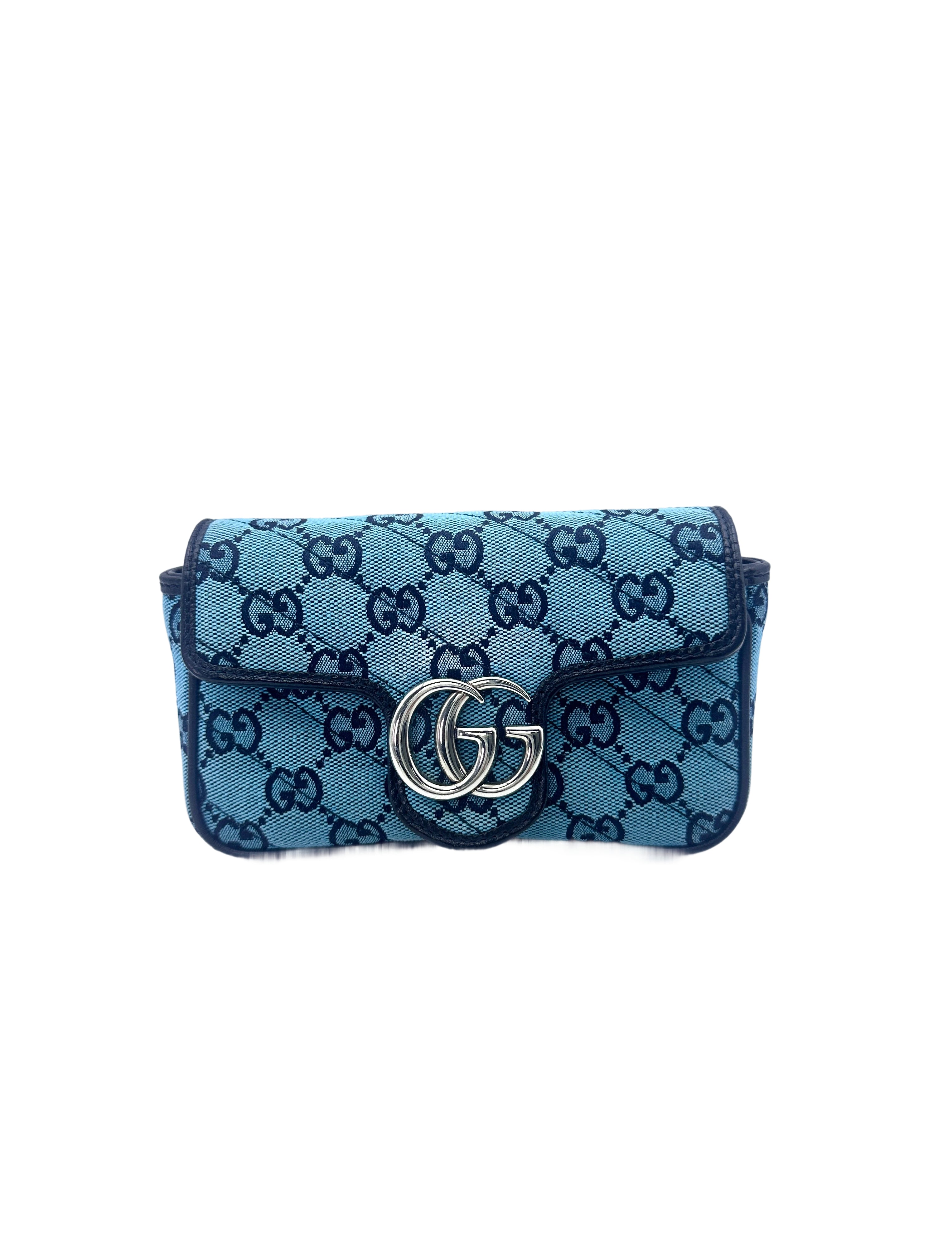 Gucci GG Marmont Blue Denim Canvas Shoulder Bag GG742