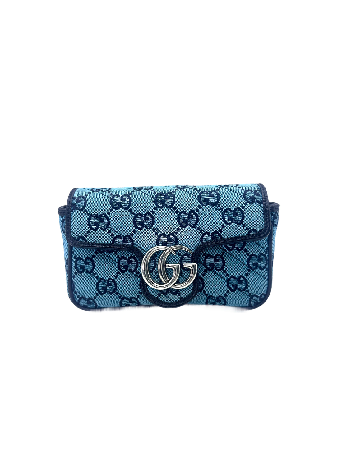 Gucci GG Marmont Blue Denim Canvas Shoulder Bag GG742