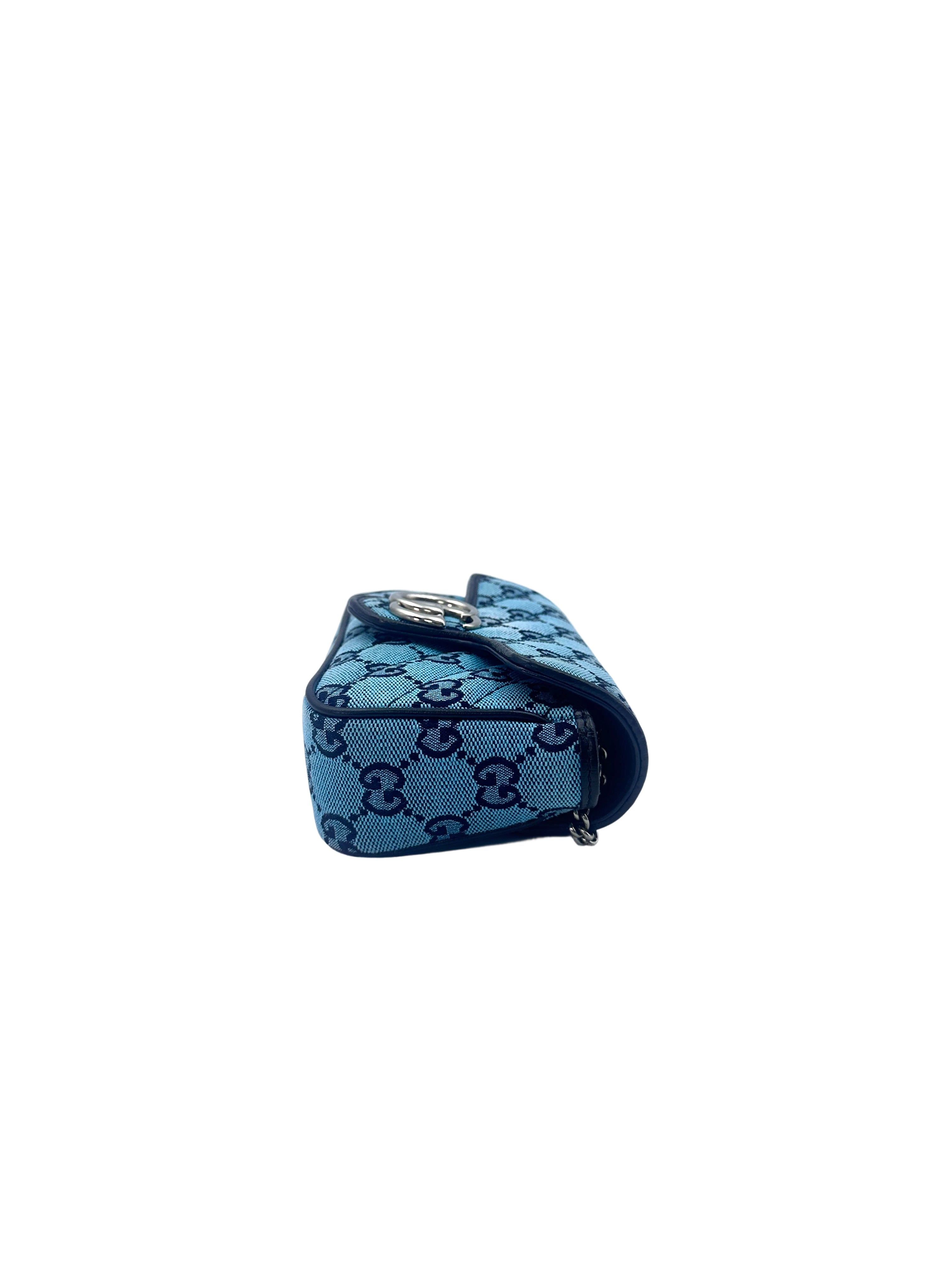 Gucci GG Marmont Blue Denim Canvas Shoulder Bag GG742