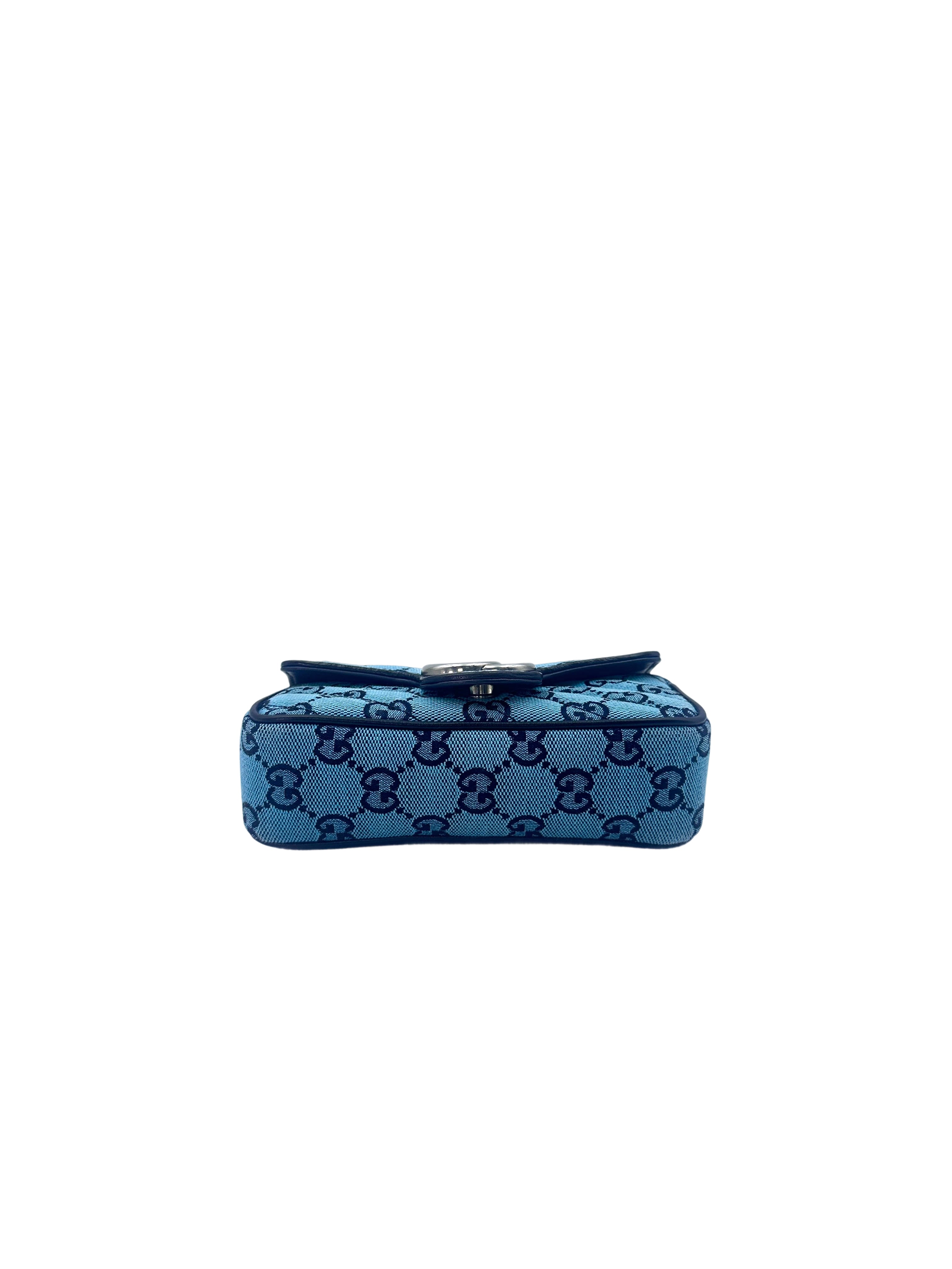 Gucci GG Marmont Blue Denim Canvas Shoulder Bag GG742