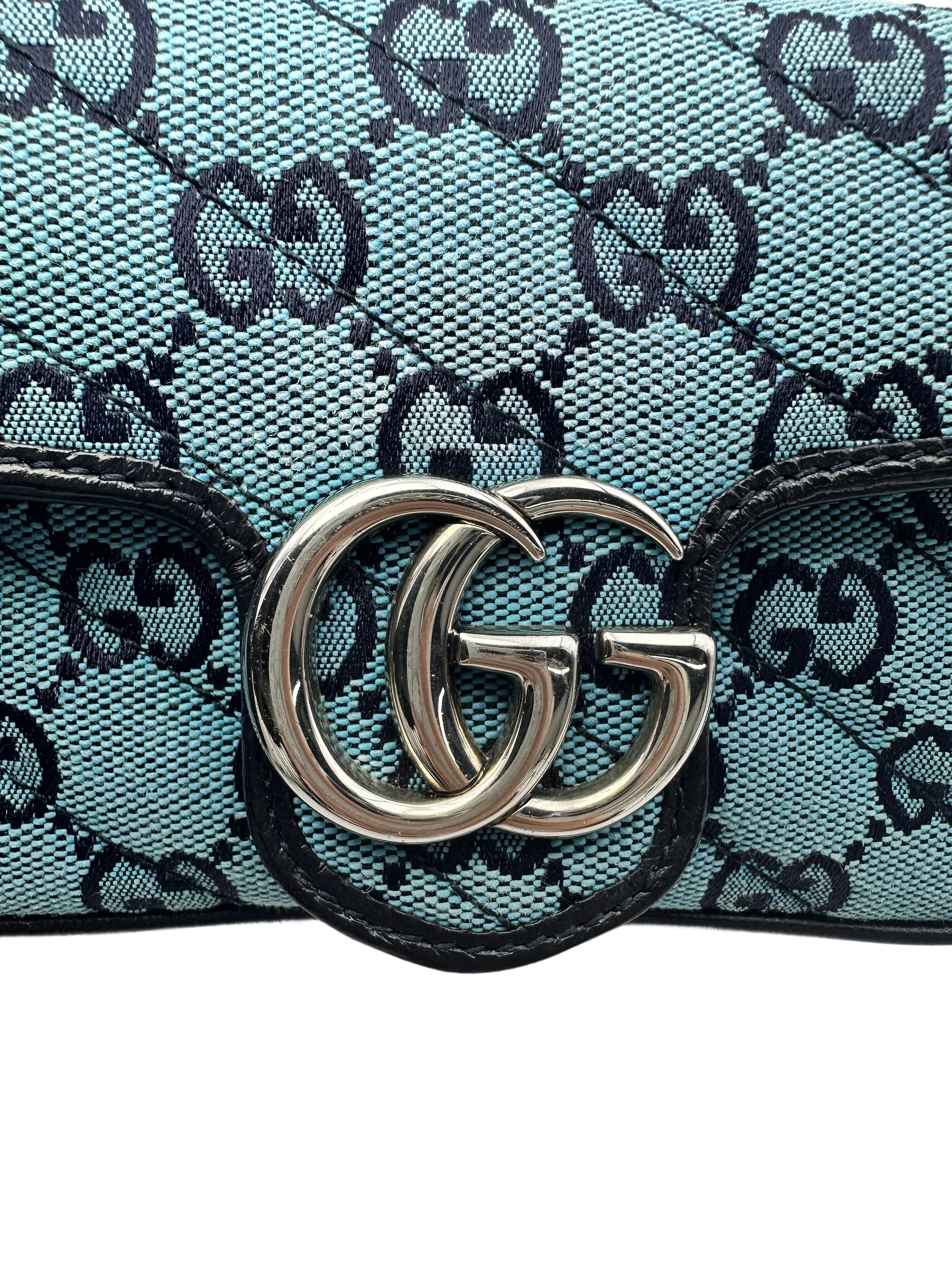 Gucci GG Marmont Blue Denim Canvas Shoulder Bag GG742