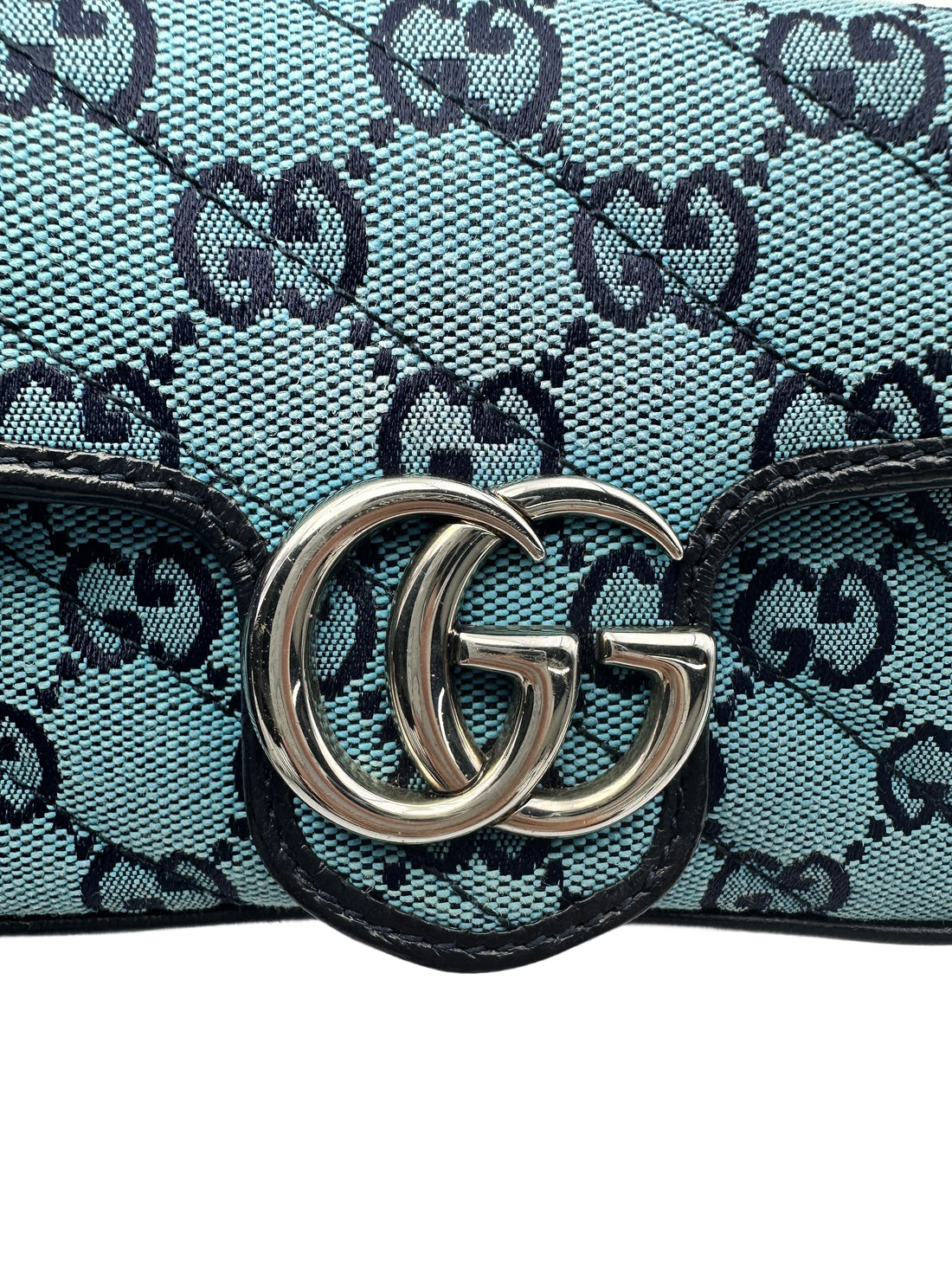 Gucci GG Marmont Blue Denim Canvas Shoulder Bag GG742