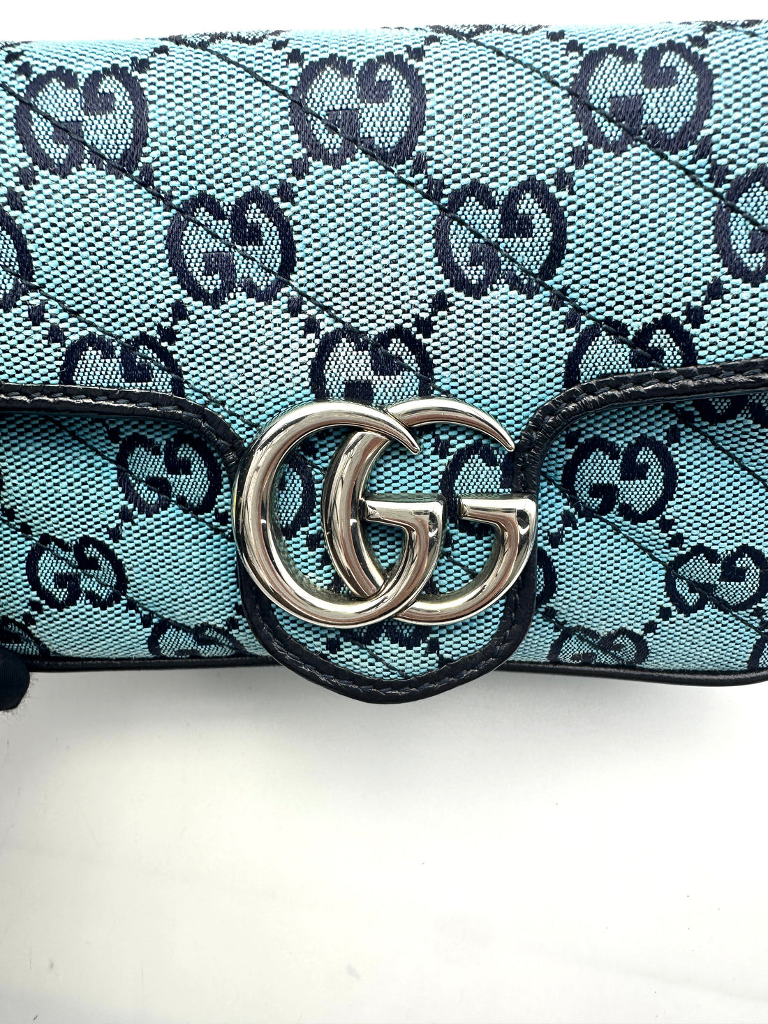 Gucci GG Marmont Blue Denim Canvas Shoulder Bag GG742