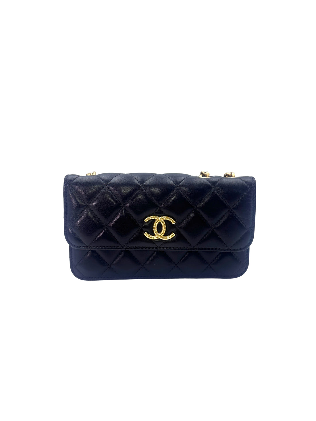 Chanel Dark Purple Quilted Leather Wallet On Chain(EN***PA) CC1495