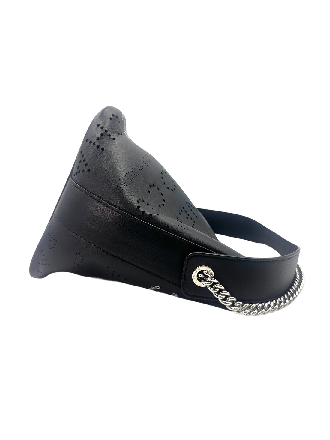 Chanel Piercing Light Black Perforated Leather Bucket Bag With Tweed Pouch(27***84) CC1499