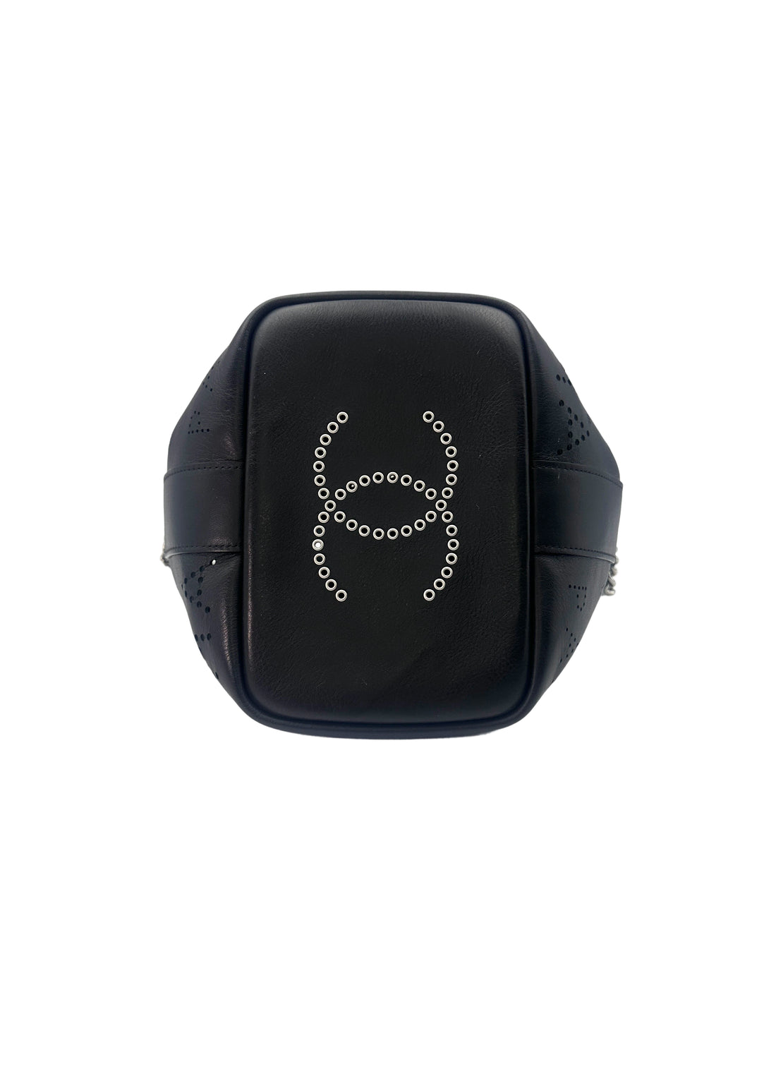 Chanel Piercing Light Black Perforated Leather Bucket Bag With Tweed Pouch(27***84) CC1499