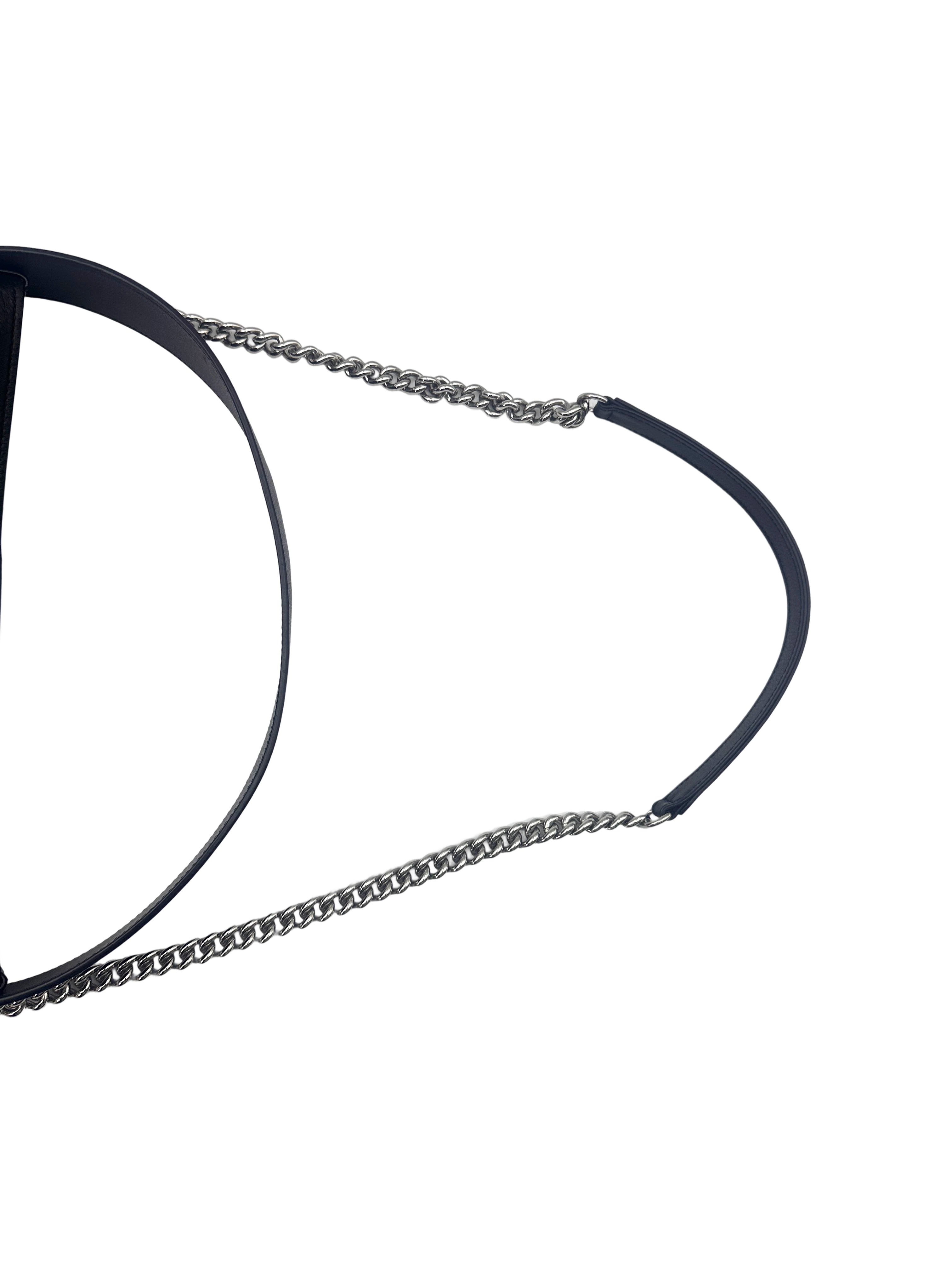 Chanel Piercing Light Black Perforated Leather Bucket Bag With Tweed Pouch(27***84) CC1499