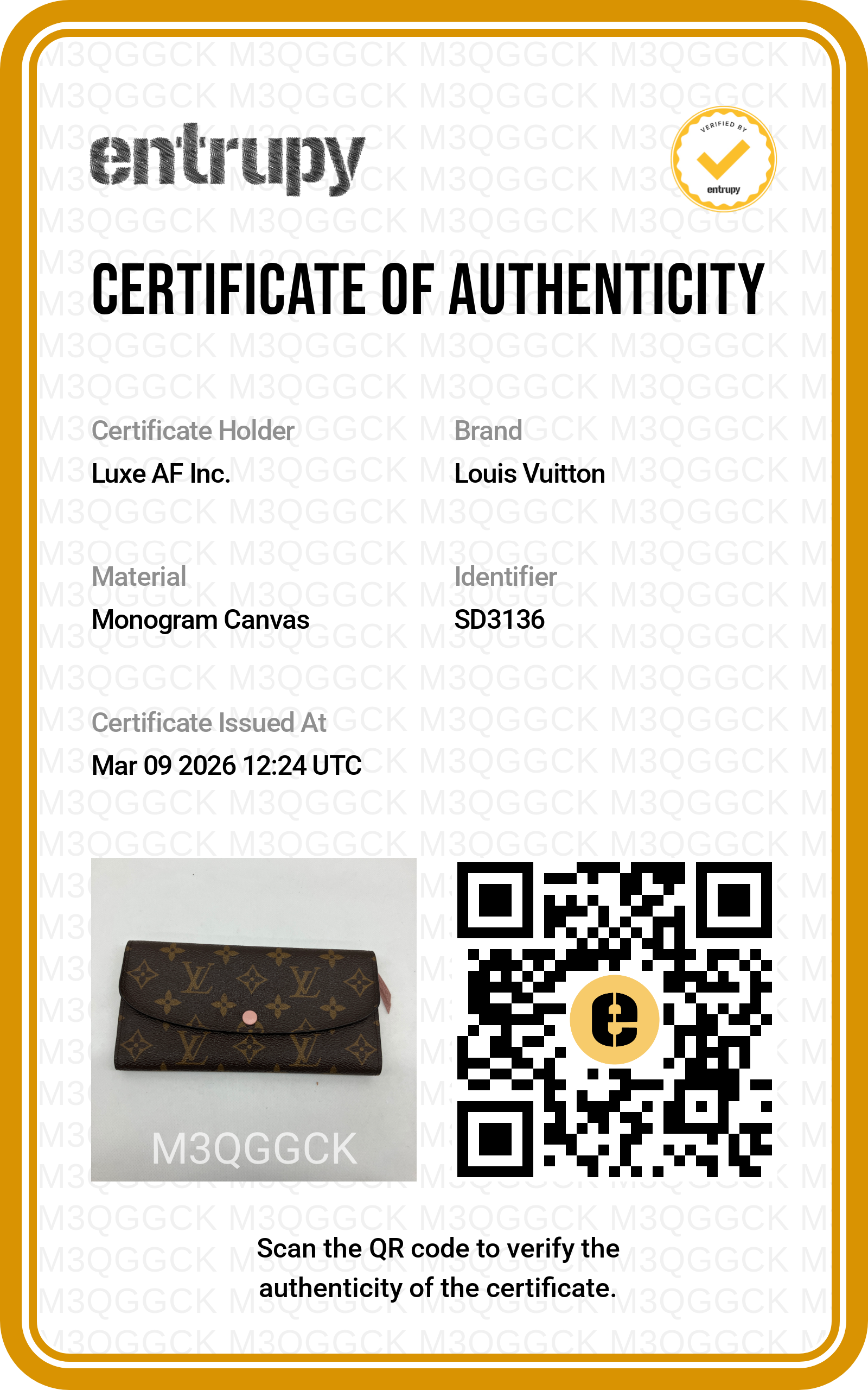Louis Vuitton Emilie Monogram Canvas Wallet LV2088